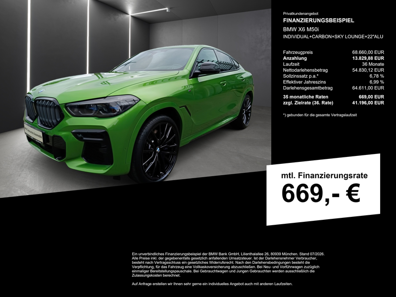 BMW X6 M50i INDIVIDUAL+CARBON+SKY LOUNGE+22"ALU — photo 2