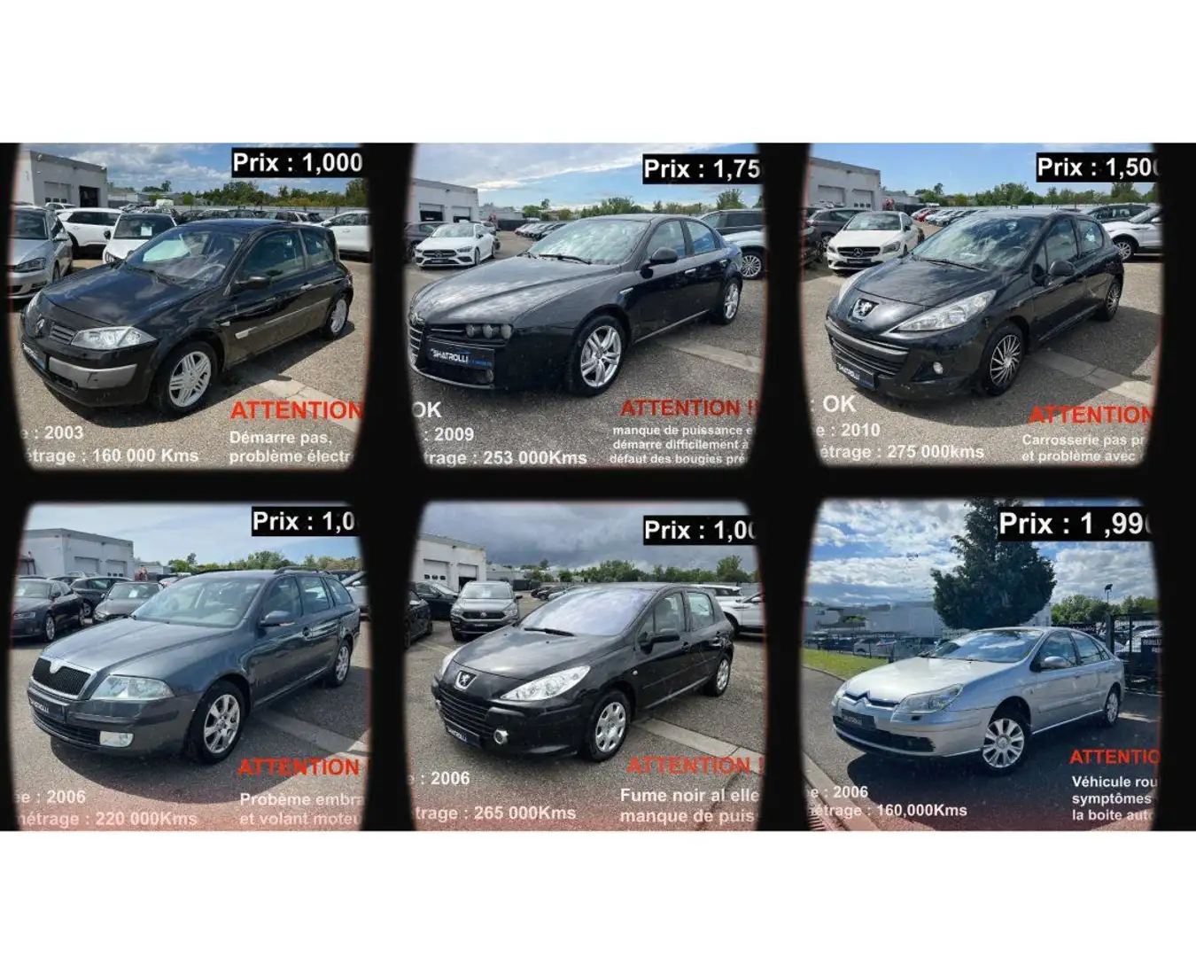 Peugeot 207 Lot De 6 Voitures A Vendre Dans L'état En Roulant Negro - 1