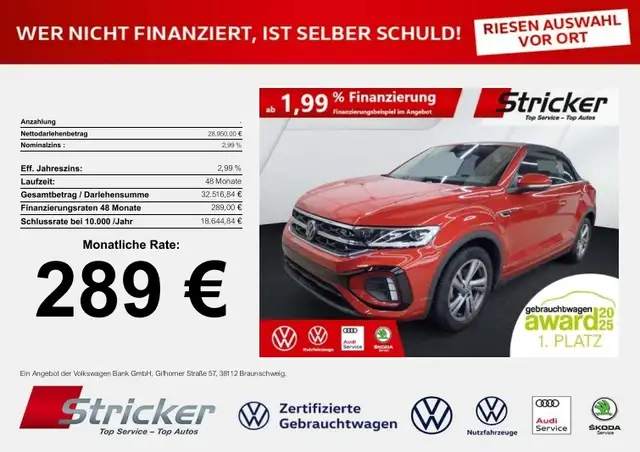 Volkswagen T-Roc Cabriolet R Line 1.5 TSI 289, ohne Anzahlung Navi