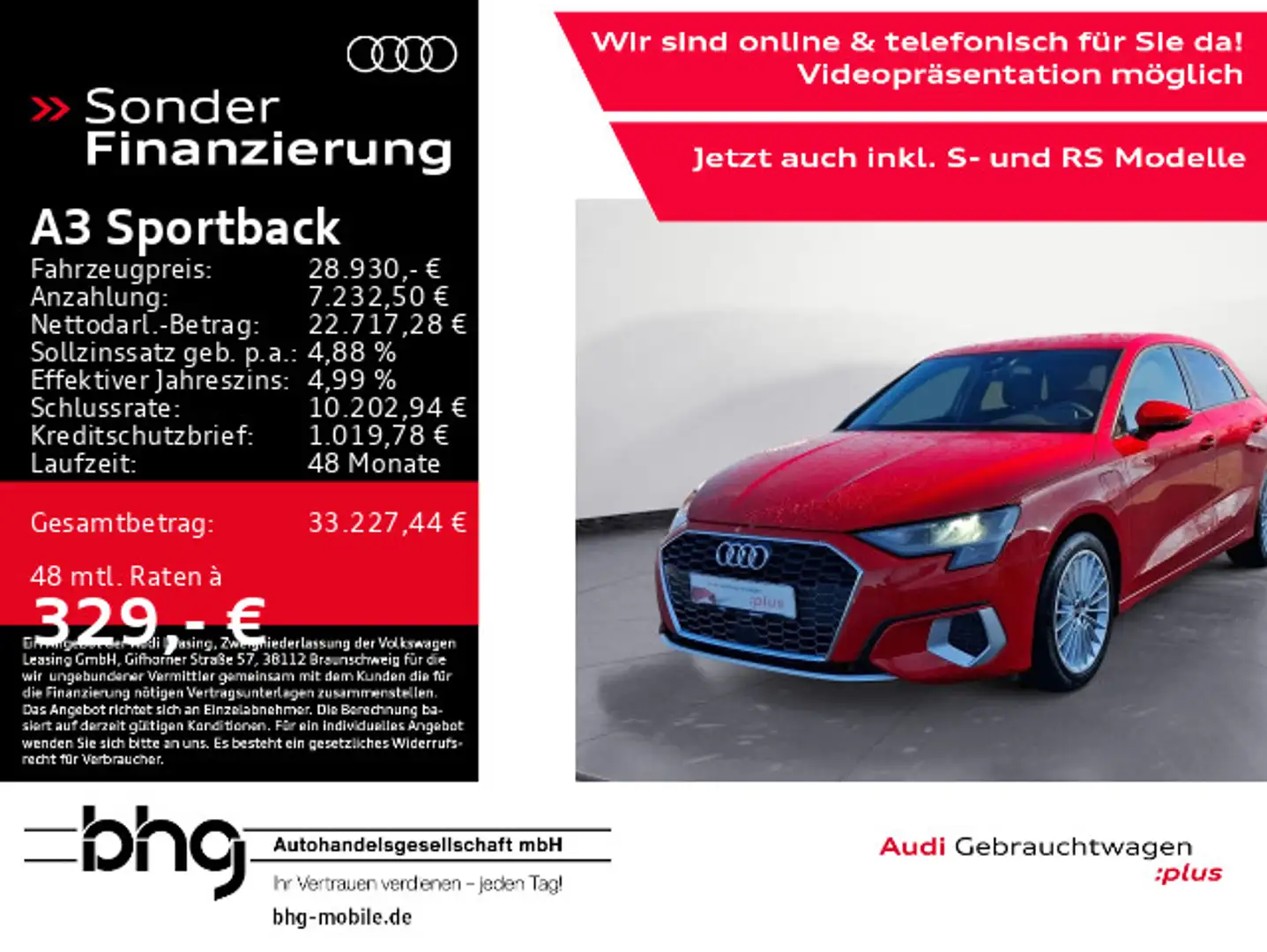Audi A3 Sportback 40 TFSIe S-tronic advanced ACC Navi Rot - 1