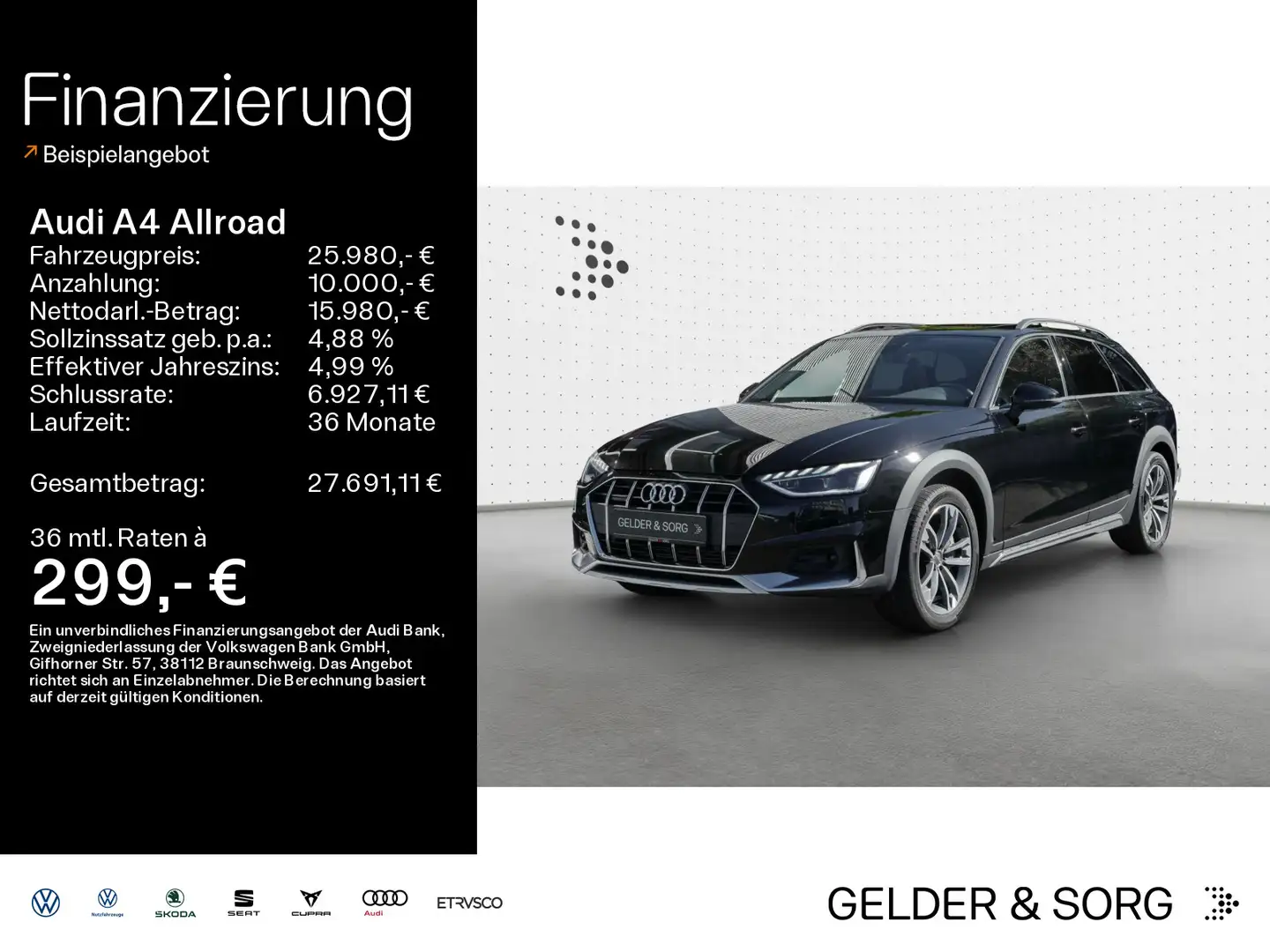 Audi A4 allroad A4 allroad 45 TFSI qu. LED*Navi*ACC*Pano*Virtual Zwart - 1