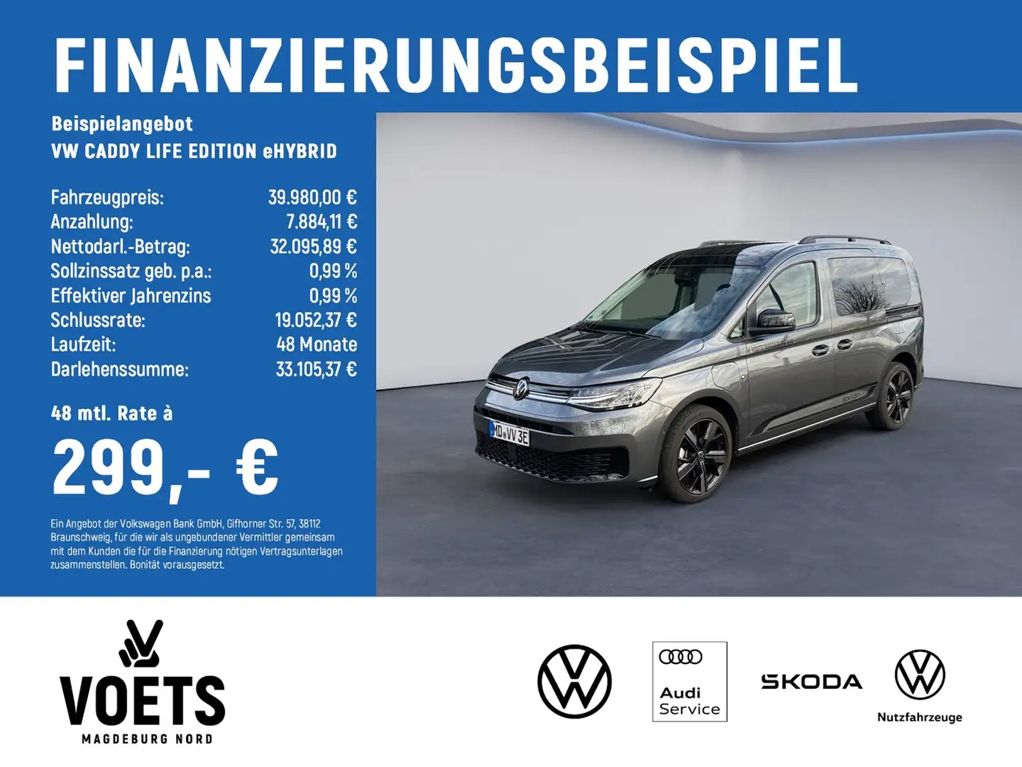 Volkswagen Caddy LIFE EDITION eHYBRID PANO+LED+APP+ZV+RFK Grau - 2
