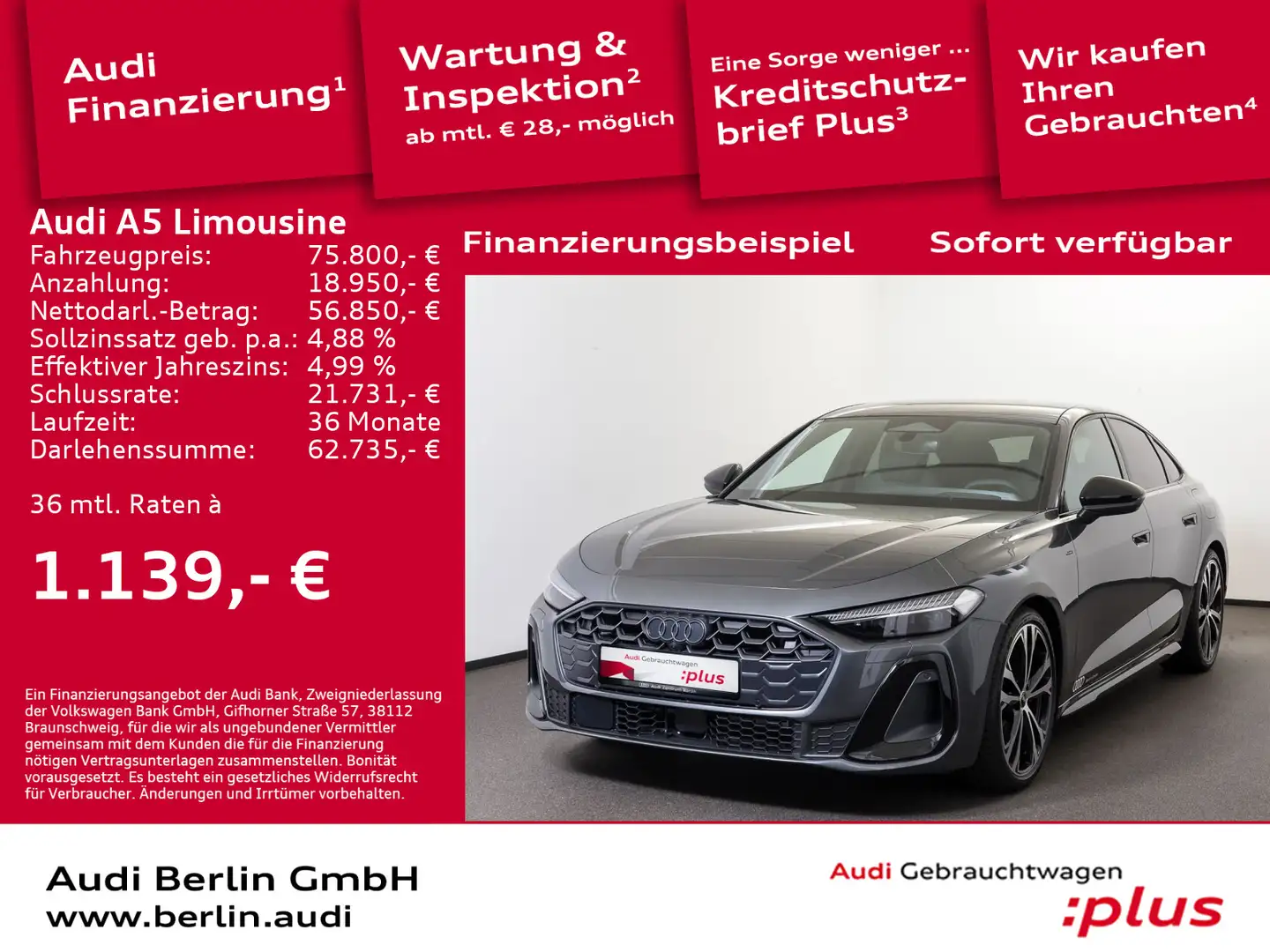 Audi A5 e-hybrid quattro S tronic Grau - 1