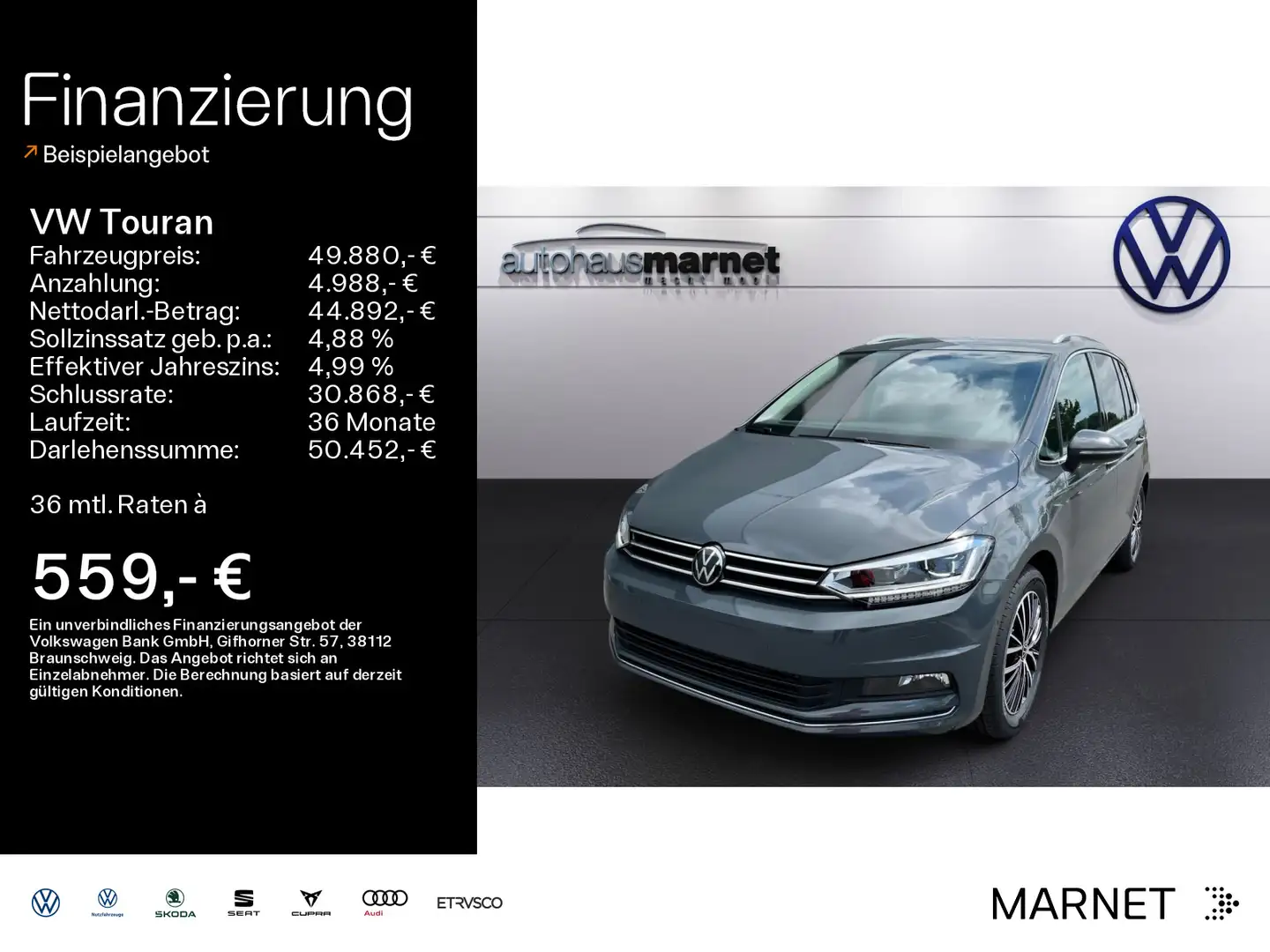 Volkswagen Touran 2.0 TDI DSG Highline NAV*AHK*APP*LED*DAB+ Grau - 1