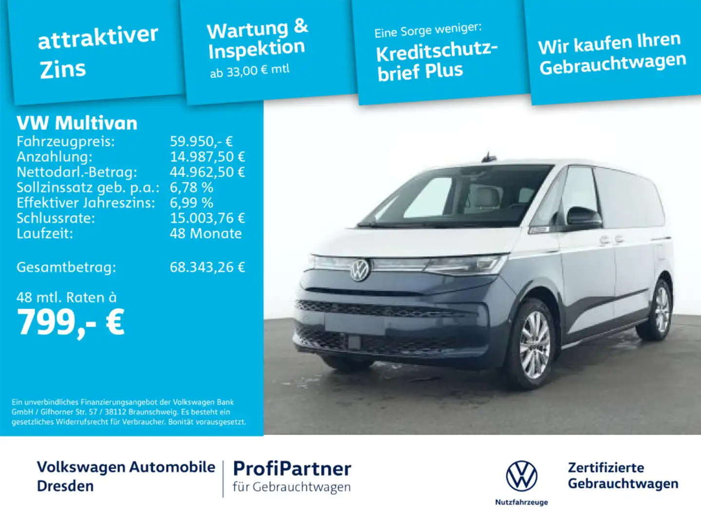 Volkswagen T7 Multivan T7 Multivan Style IQ-LED NAV ACC AHZV STH HARMAN Weiß - 1