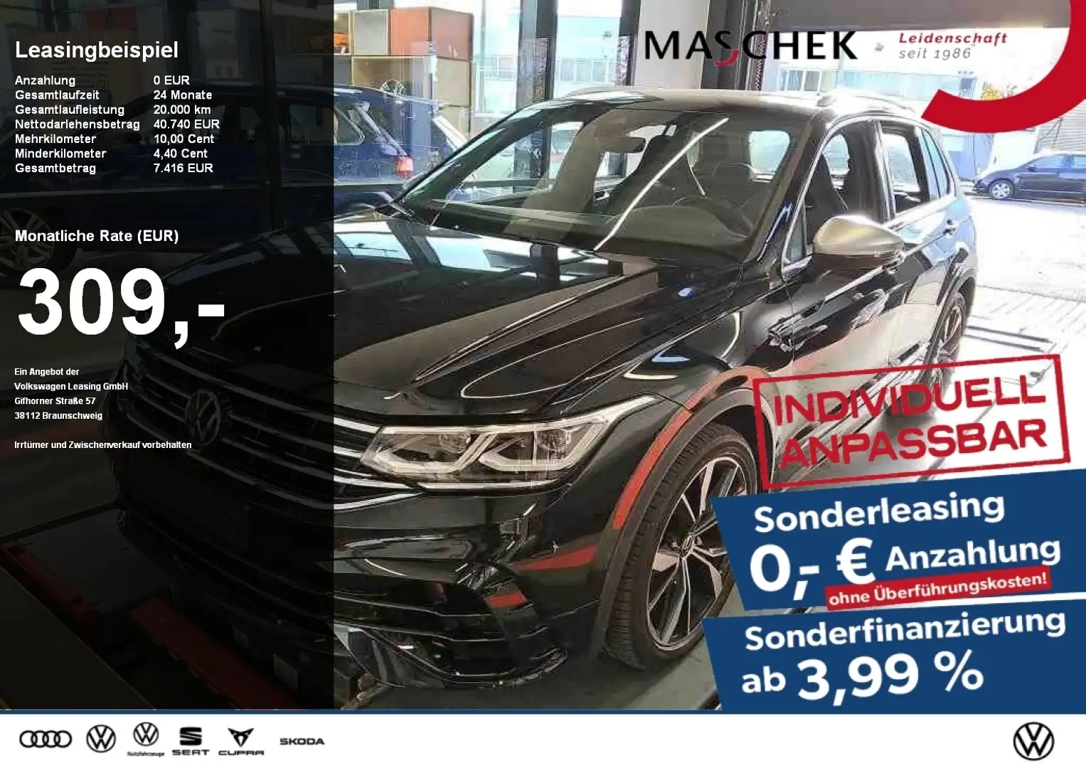 Volkswagen Tiguan R 2.0 TSI Sonderleasing Akrapovic DCC Matrix Schwarz - 1
