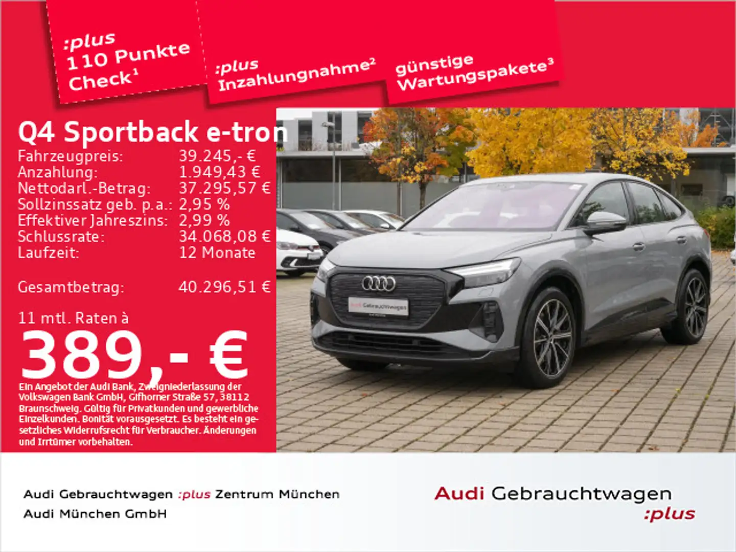 Audi Q4 e-tron 50 qu. Pano/SONOS/Leder Grau - 1