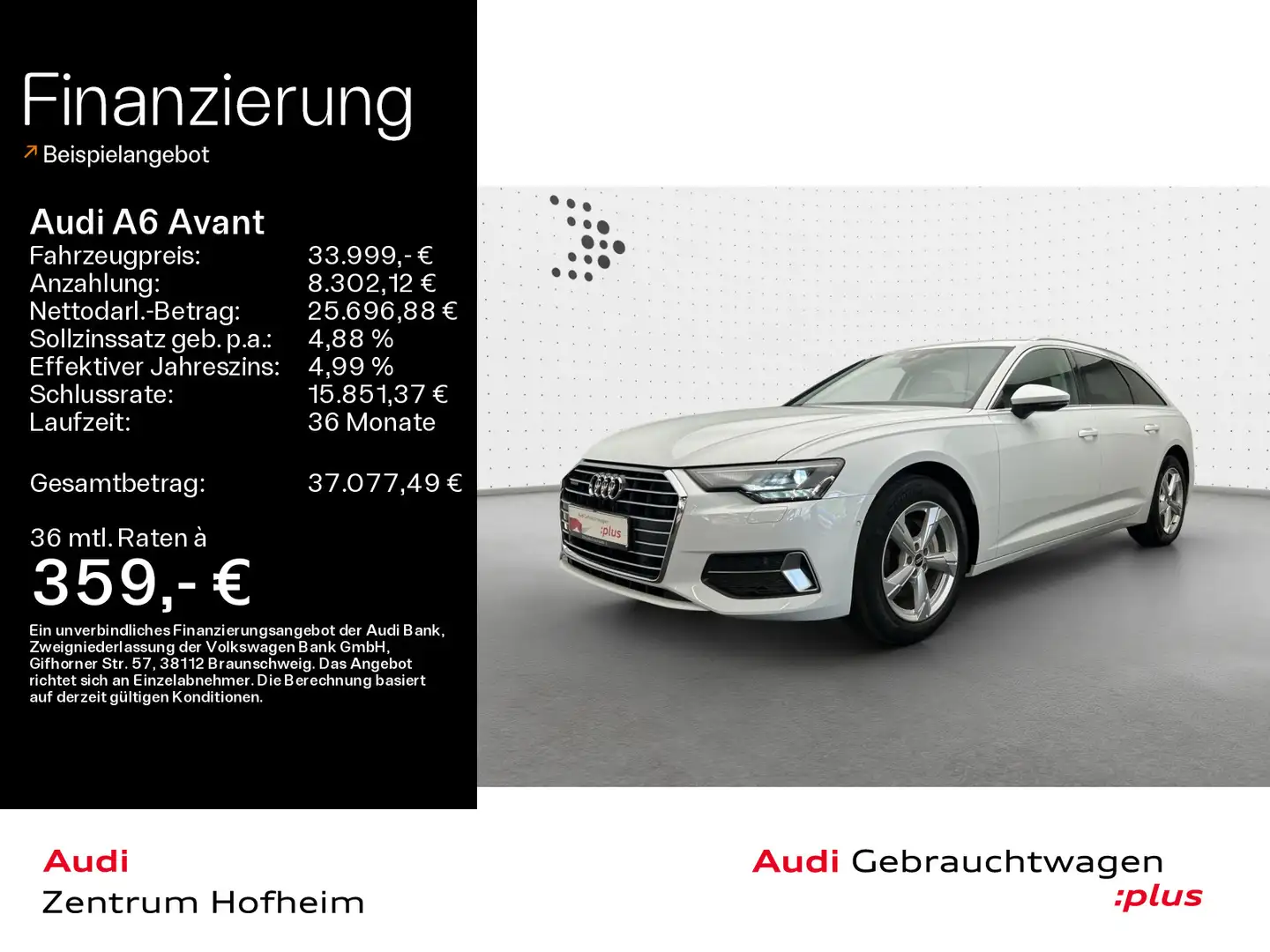 Audi A6 Sport 40 TDI qua S tro*LED*Virtual*Navi Weiß - 1