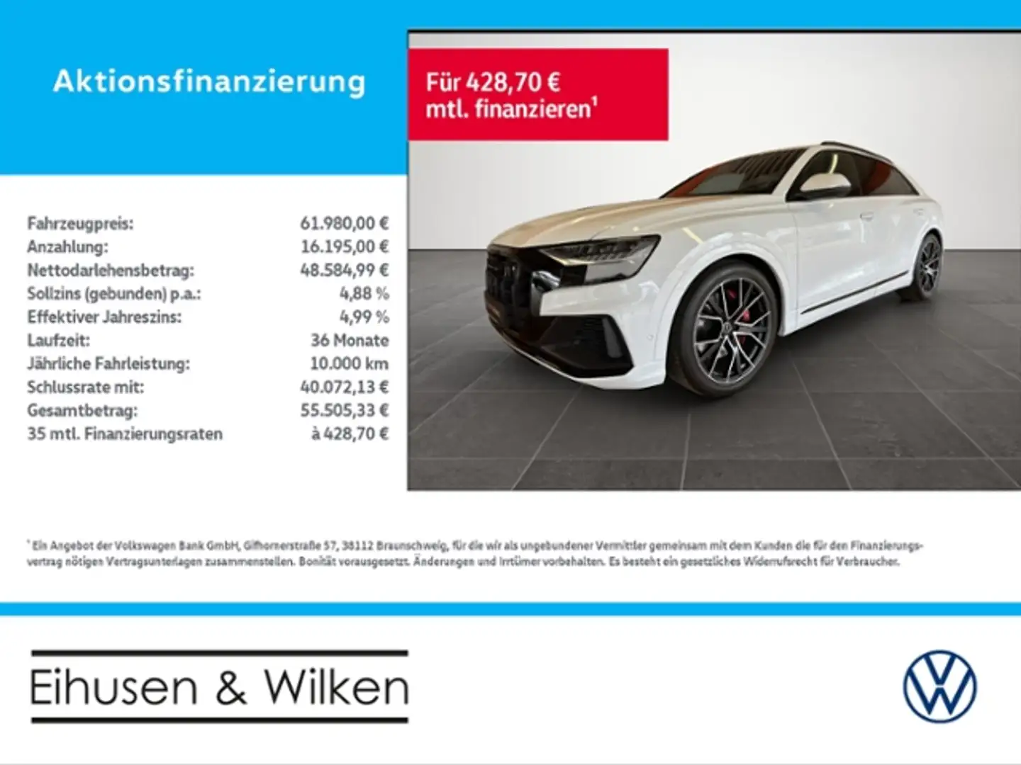 Audi SQ8 4.0+TFSi+MATRIX+PANO+STANDH+AHK+ Weiß - 1