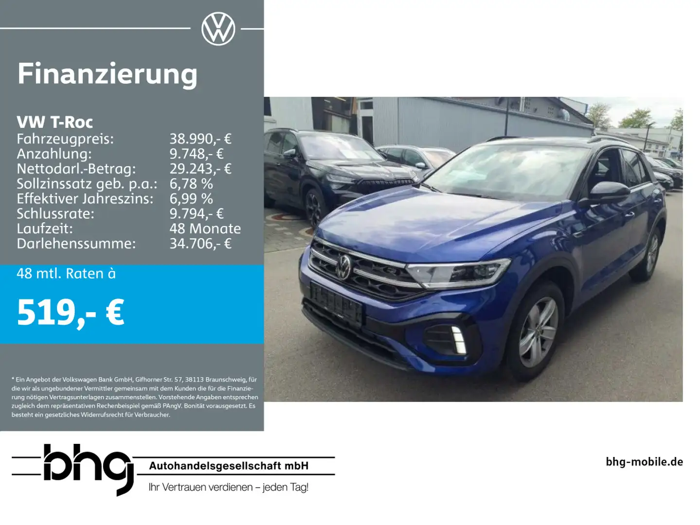 Volkswagen T-Roc R-Line 2.0 TSI DSG 4Motion *AHK*NAVI*DCC* Blau - 1