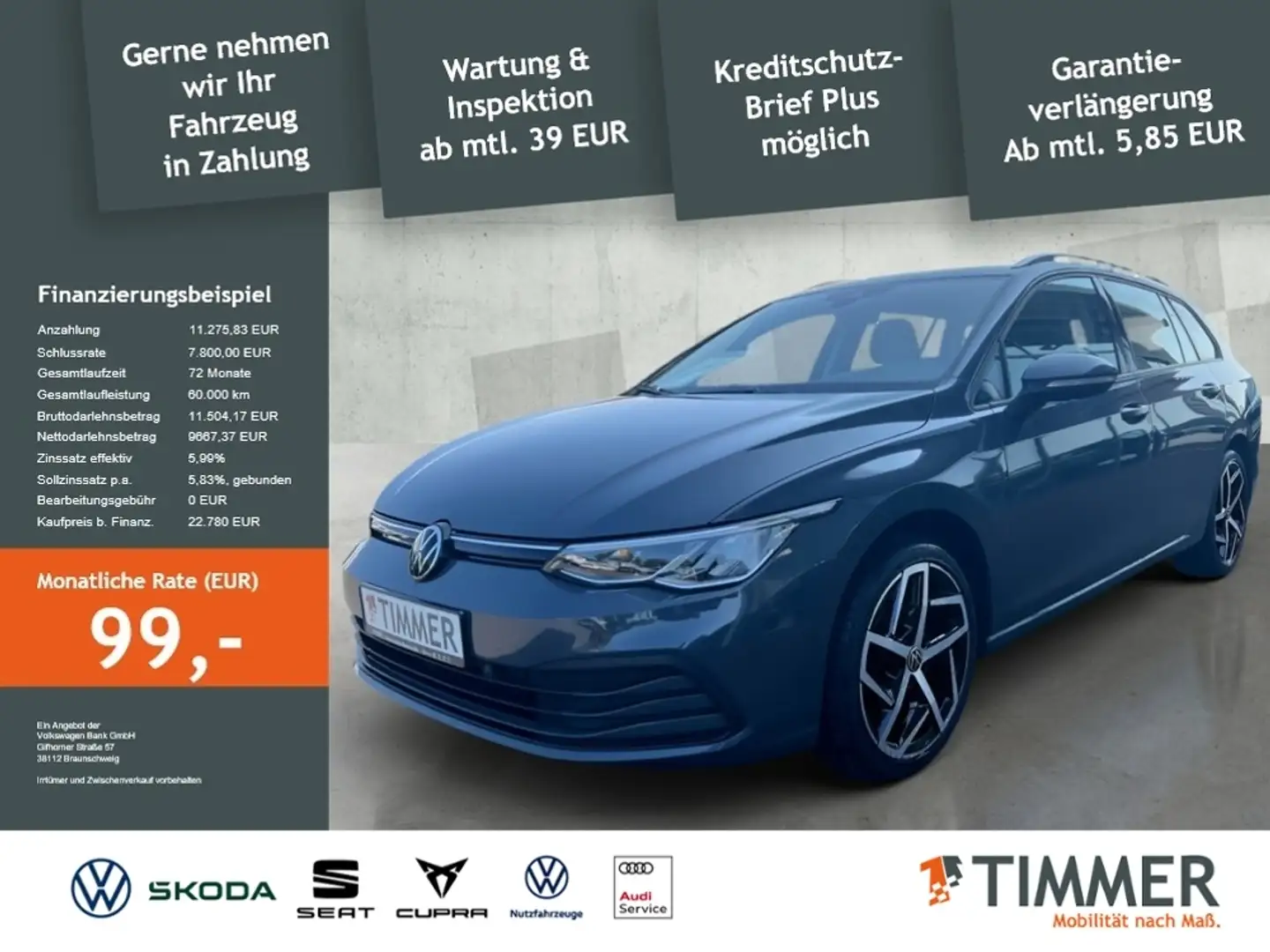 Volkswagen Golf Variant VIII Variant 2.0 TDI LIFE *R-KAM*AHK*LED*LM18"*AC Grau - 1