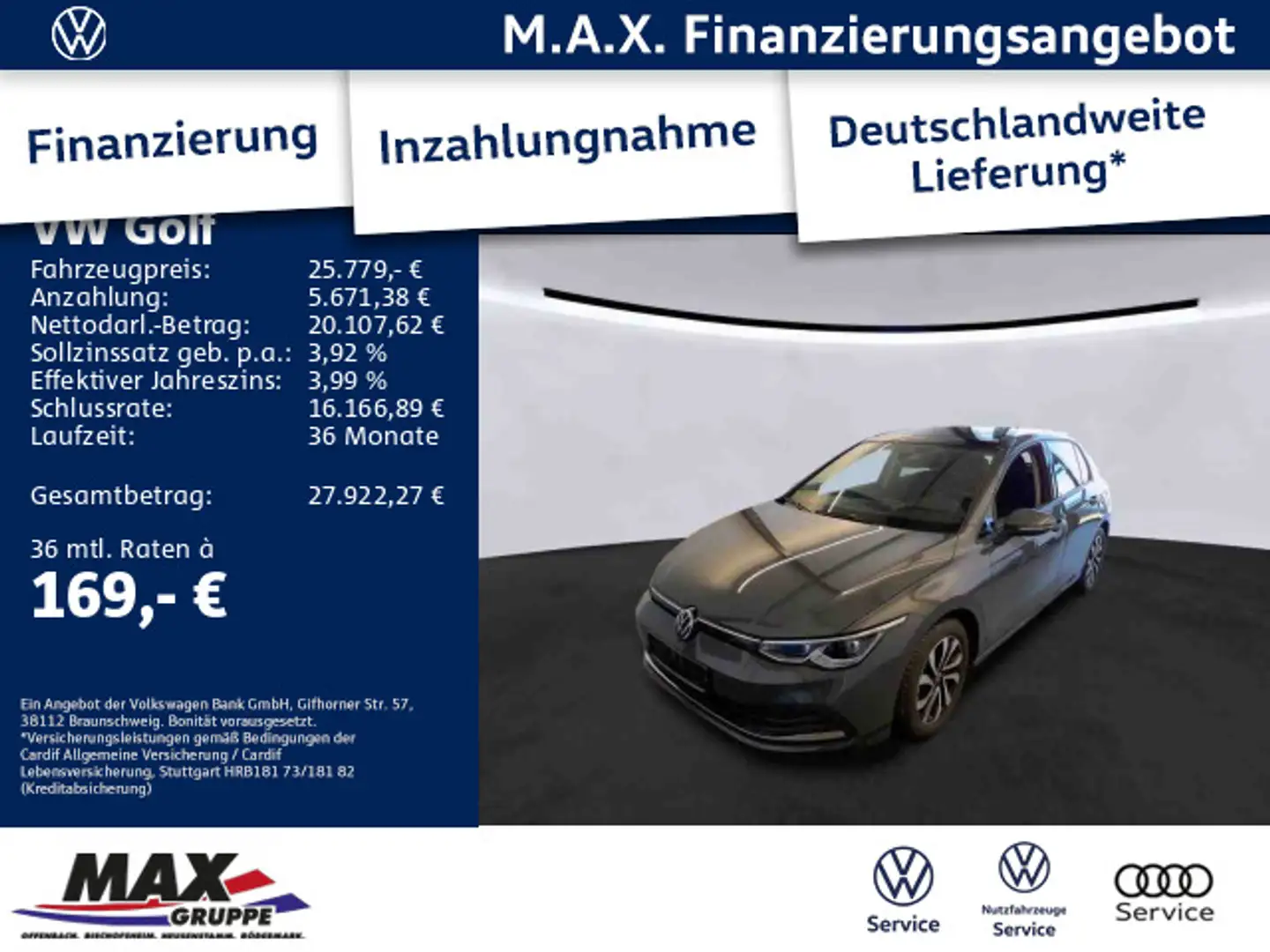 Volkswagen Golf VIII 2.0TDI DSG ACTIVE IQ.LIGHT+AHK+ACC+HUD Gris - 1