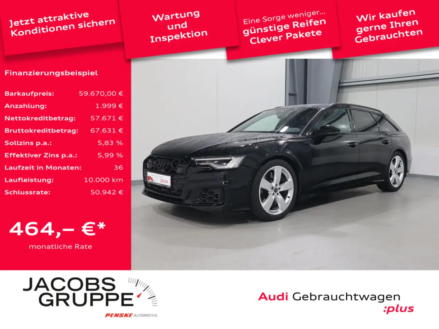 Audi S6 Avant 3.0 TDI quattro B&O*Matrix*R-Kamera * Schwarz - 1