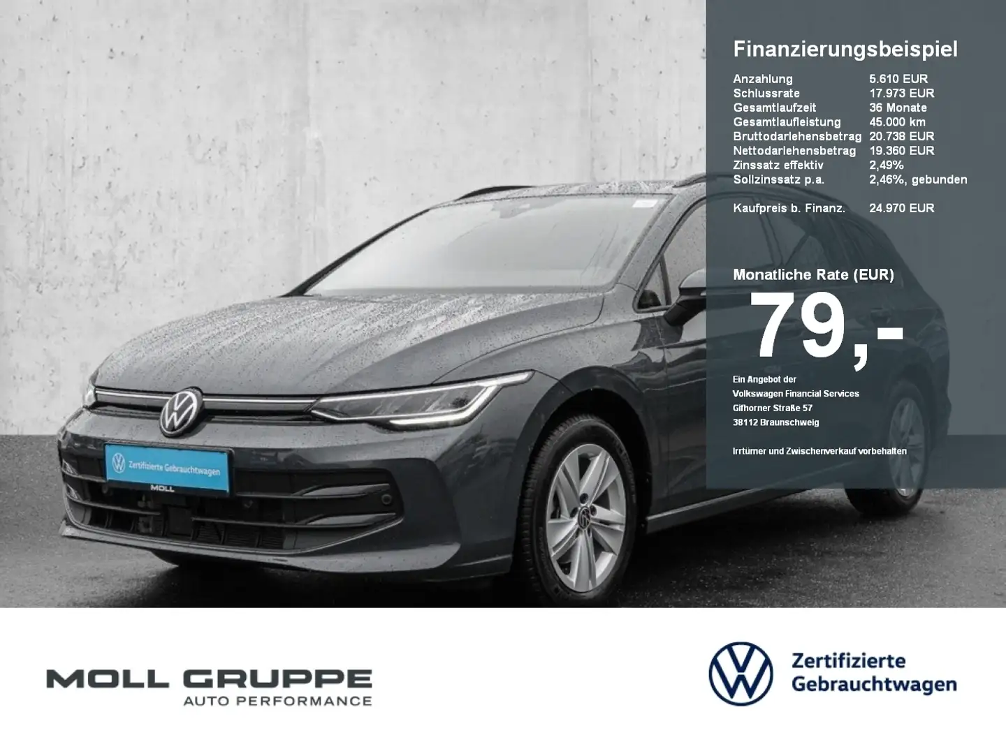 Volkswagen Golf Variant 1.5 TSI Life ACC AUT FLA KAM LED LM Grau - 1