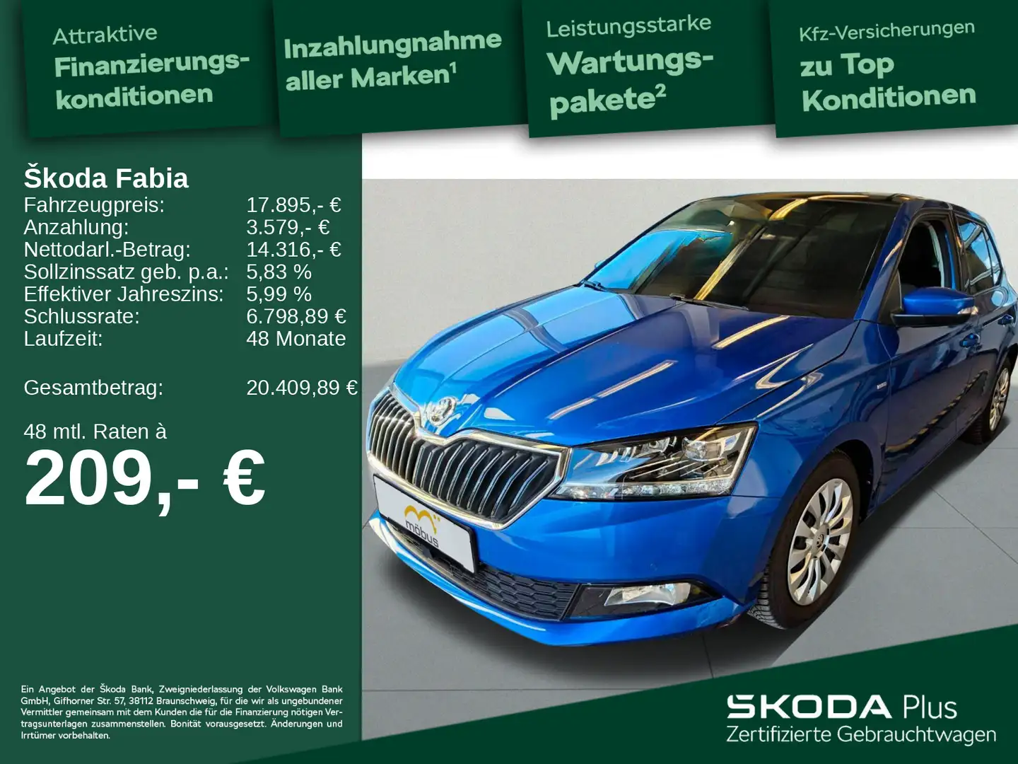 Skoda Fabia 1.0 TSI *DSG*ACC*LED*APP*RFK*NAV* Blau - 1