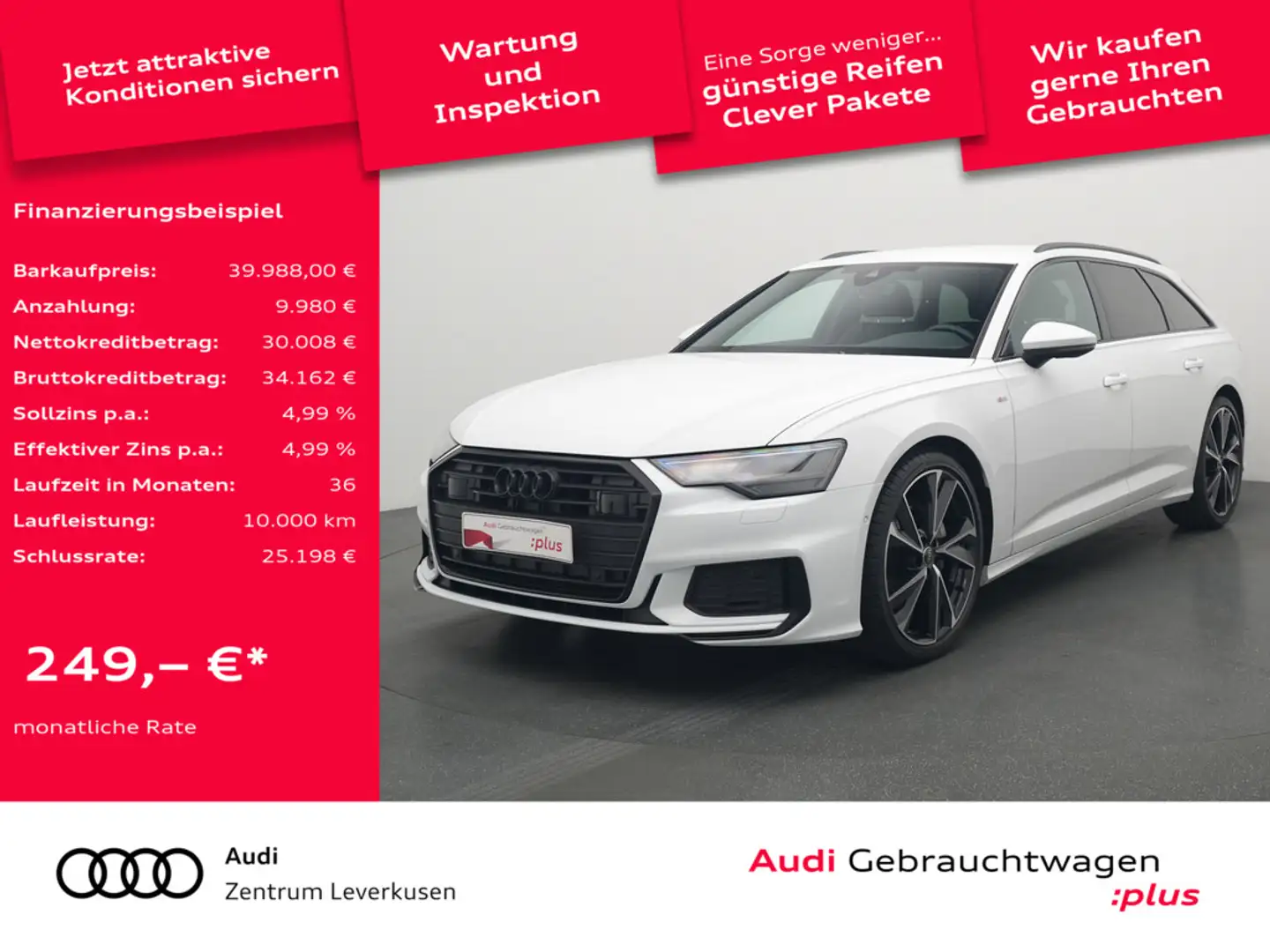 Audi A6 Avant S line NAVI VIRT LEDER ACC LED KAM S Weiß - 1