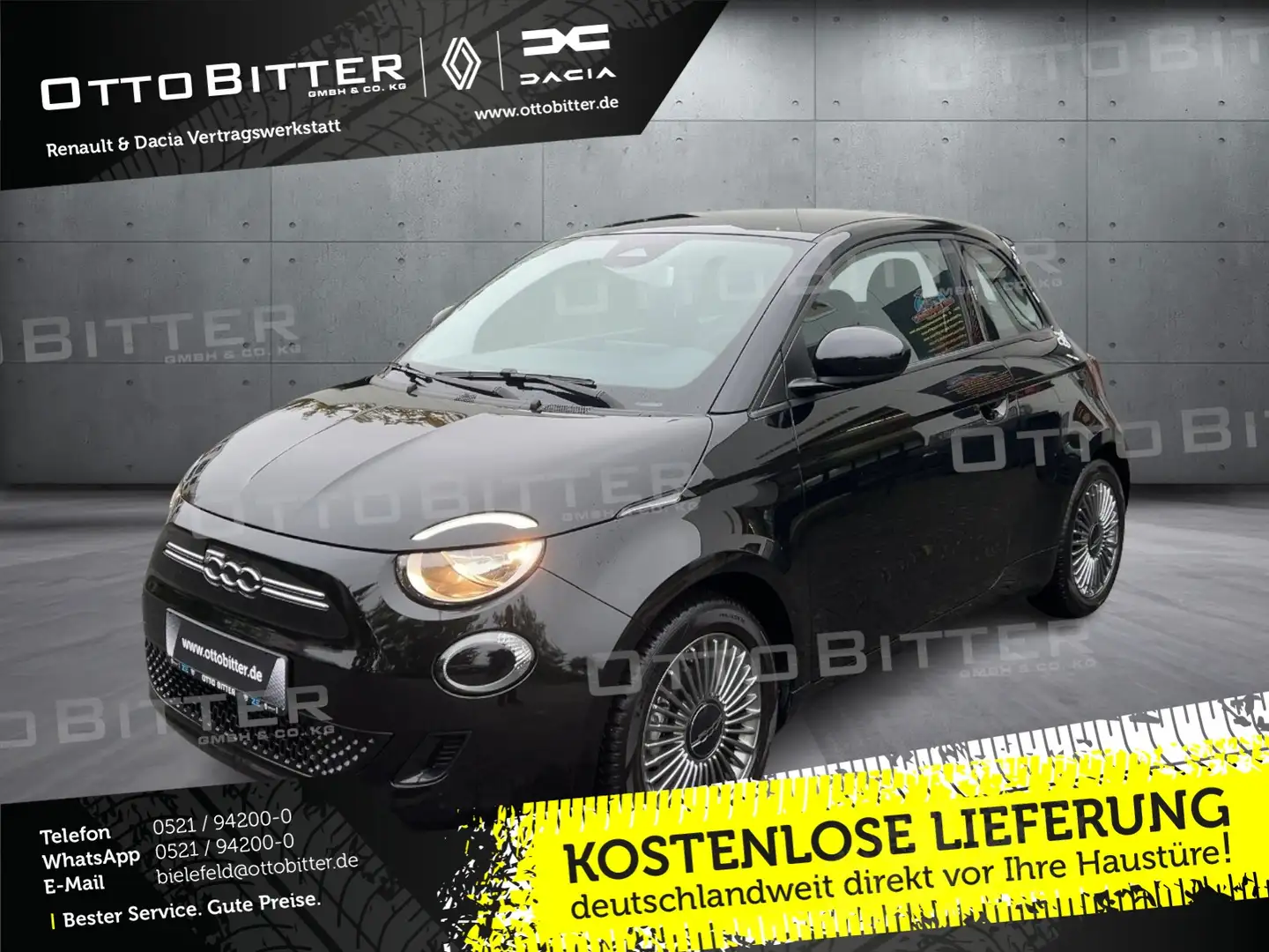 Fiat 500e Icon Elektro 16"ALU/NAVI/SCHNELLADER-50KW Schwarz - 1