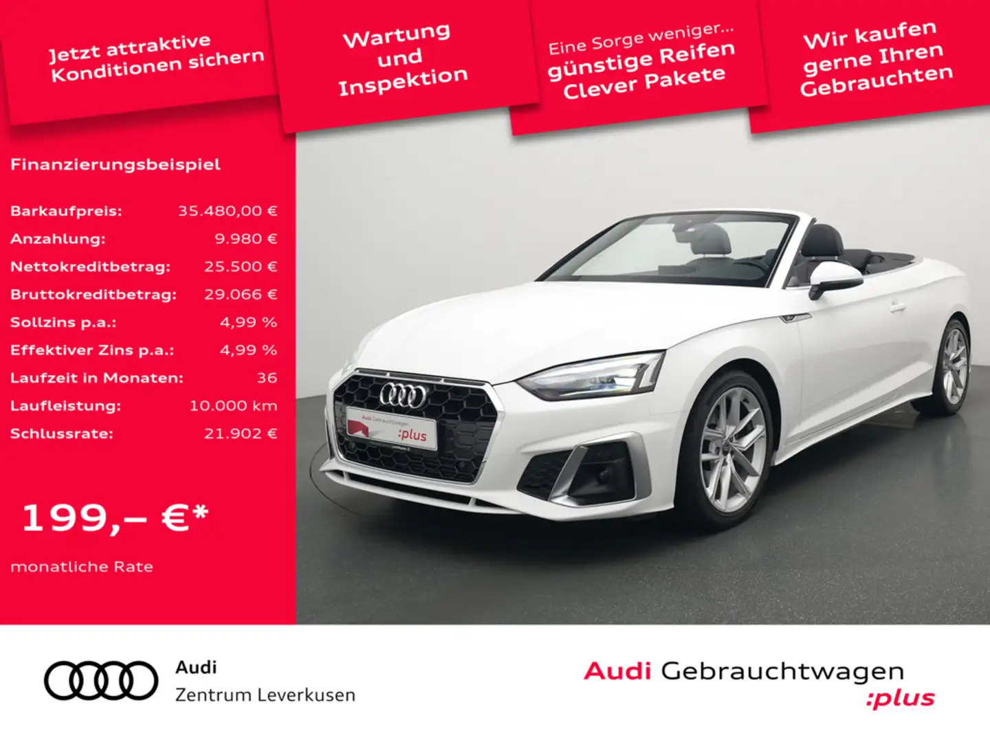 Audi A5 Cabriolet S line S-TRON CARPLAY PDC PORT NAVI Schwarz - 1