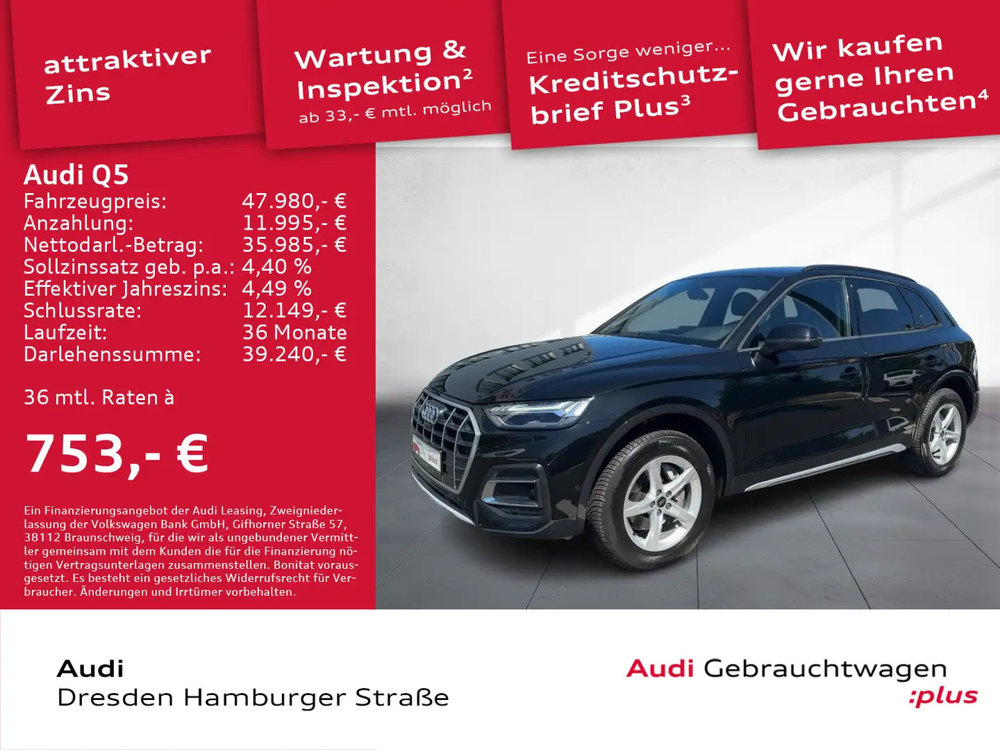 Audi Q5 40TDI Advanced quattro Matrix Navi Leder AHZV Schwarz - 1
