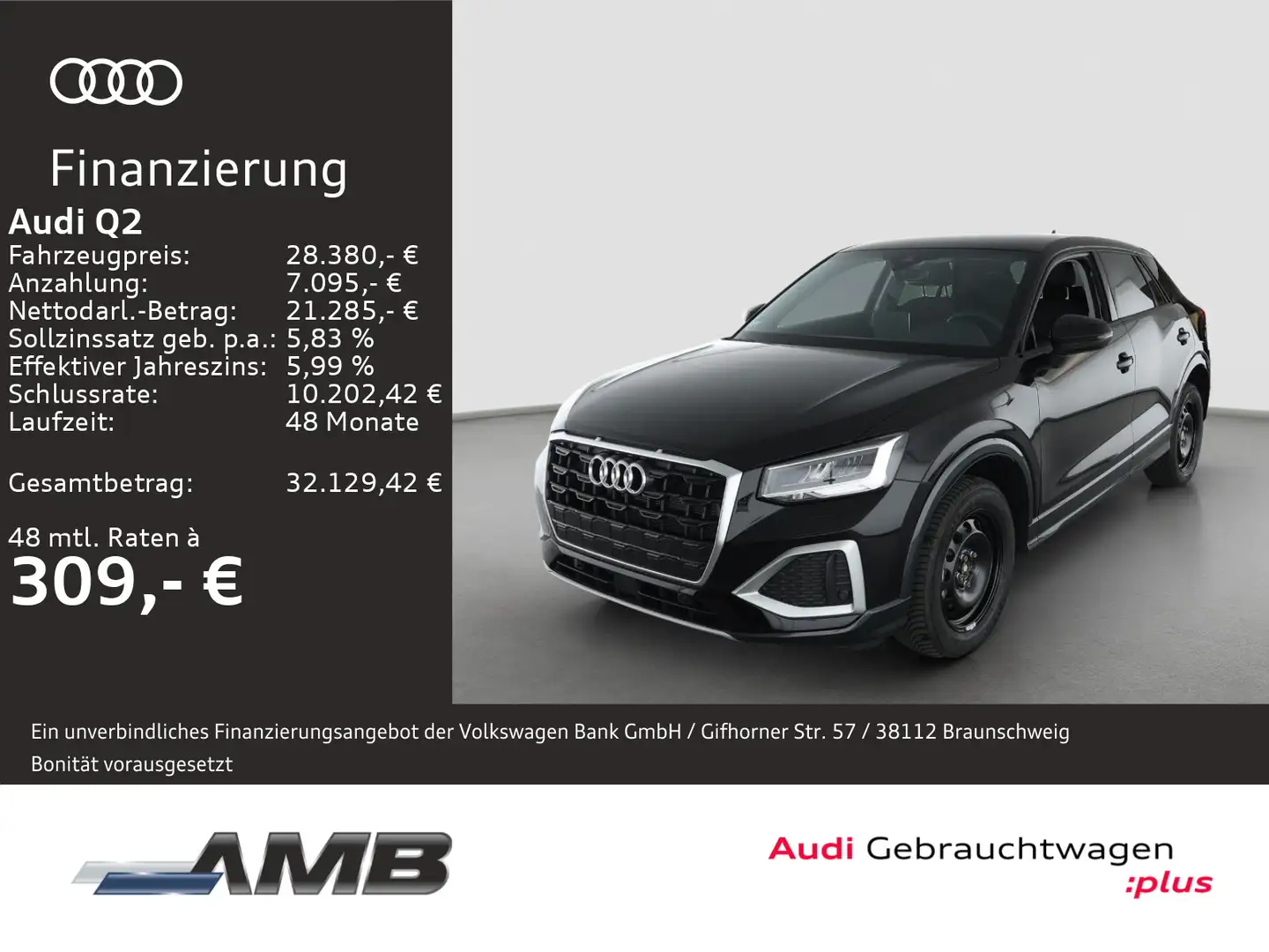 Audi Q2 Advanced 30 TFSI AHK/LED/Nav/Standhz/04.30Gar Schwarz - 1