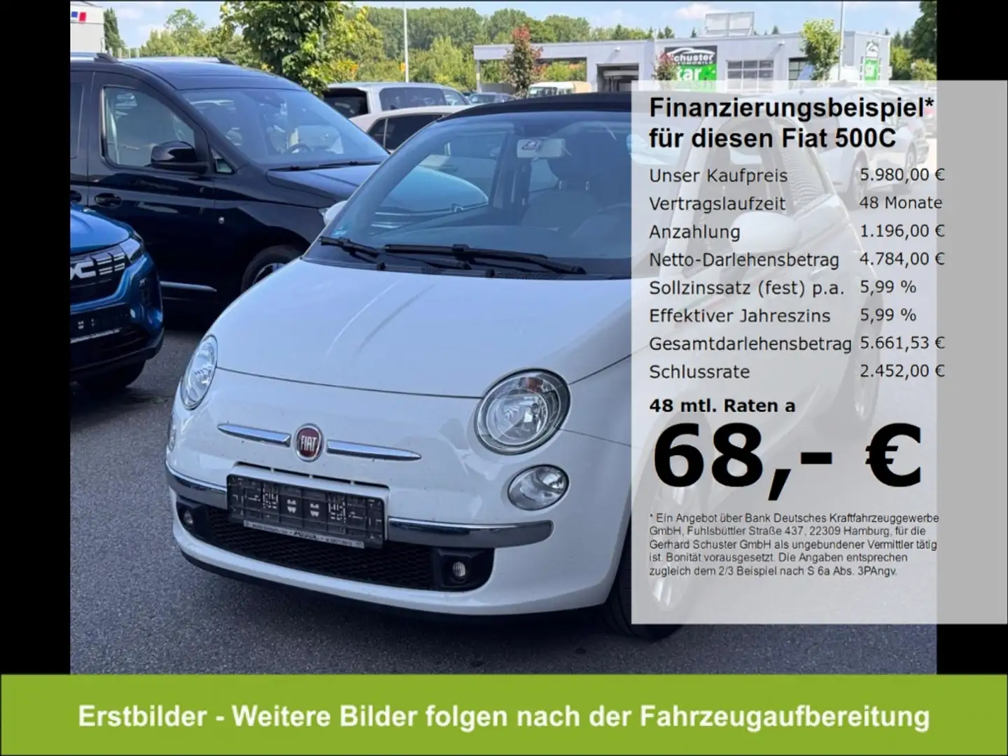 Fiat 500C Cabrio Lounge 1.2*AHK Klima PDC Bluetoo Alu Weiß - 1