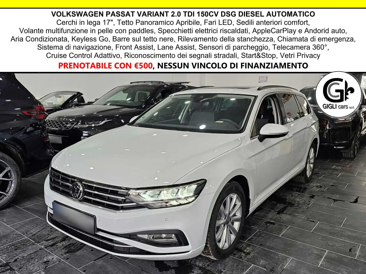 Volkswagen Passat Variant Tetto LED C.17 ACC Camera360 PDC Navi Paddles S&S Bianco - 1