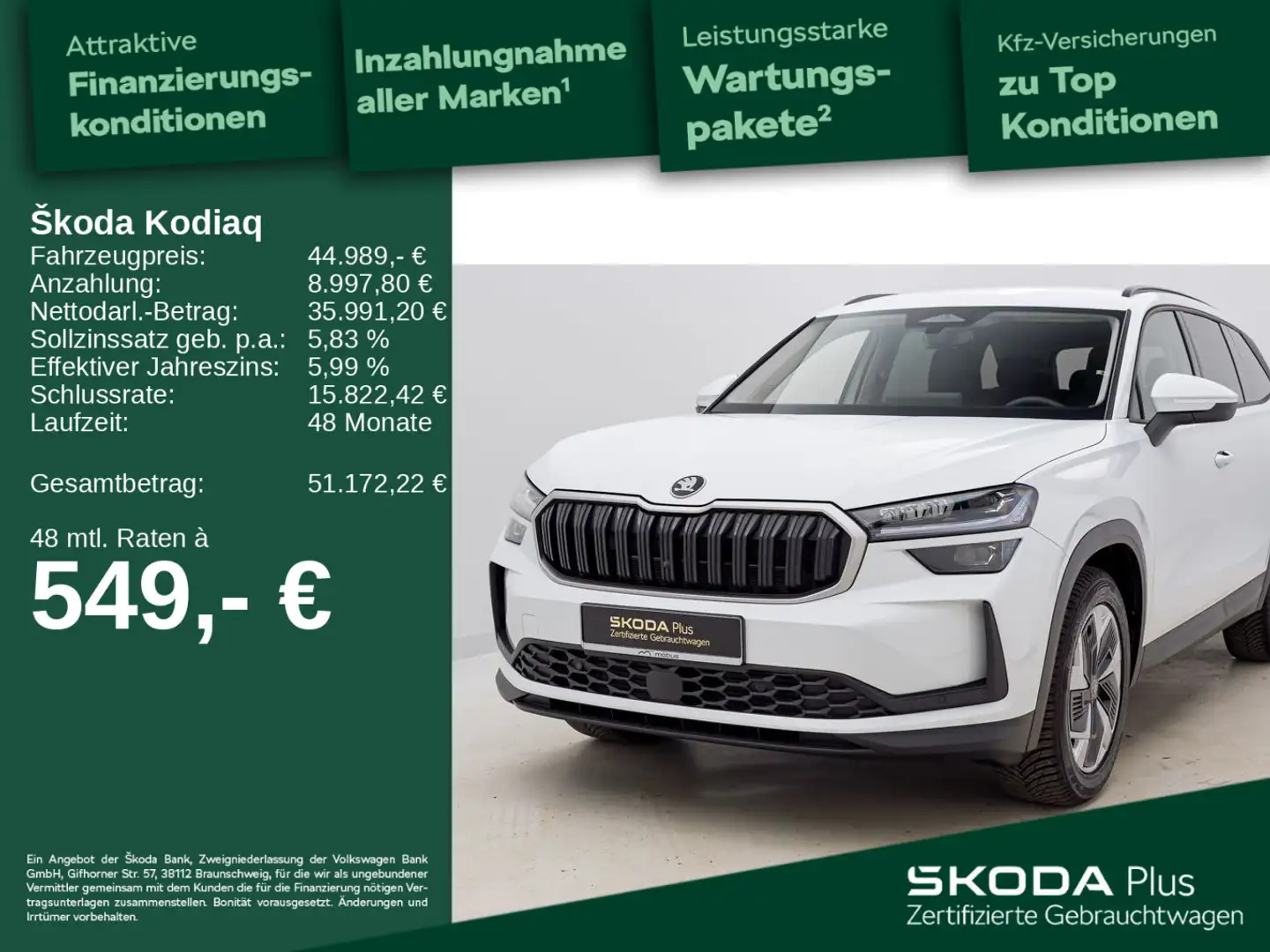 Skoda Kodiaq 2.0 TSI Selection*DSG*4X4*LED*RFK*APP*NAV Weiß - 1