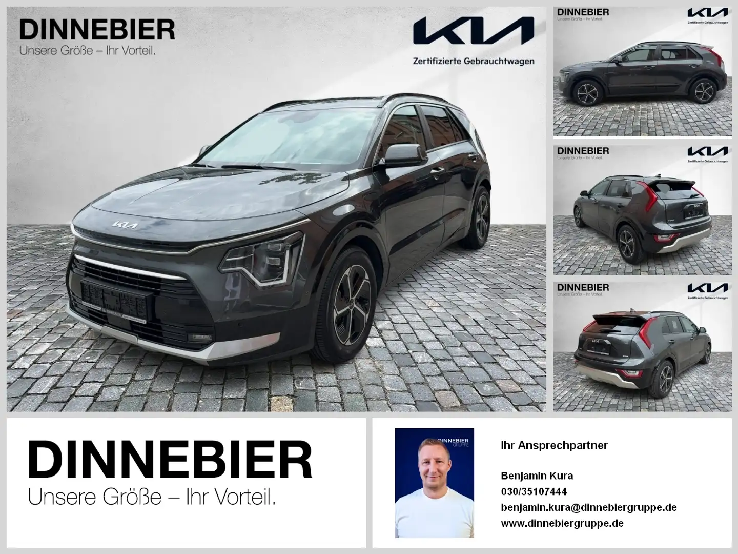 Kia Niro Spirit 1.6 PHEV Glasdach+LED+Navi+Kamera Gris - 1