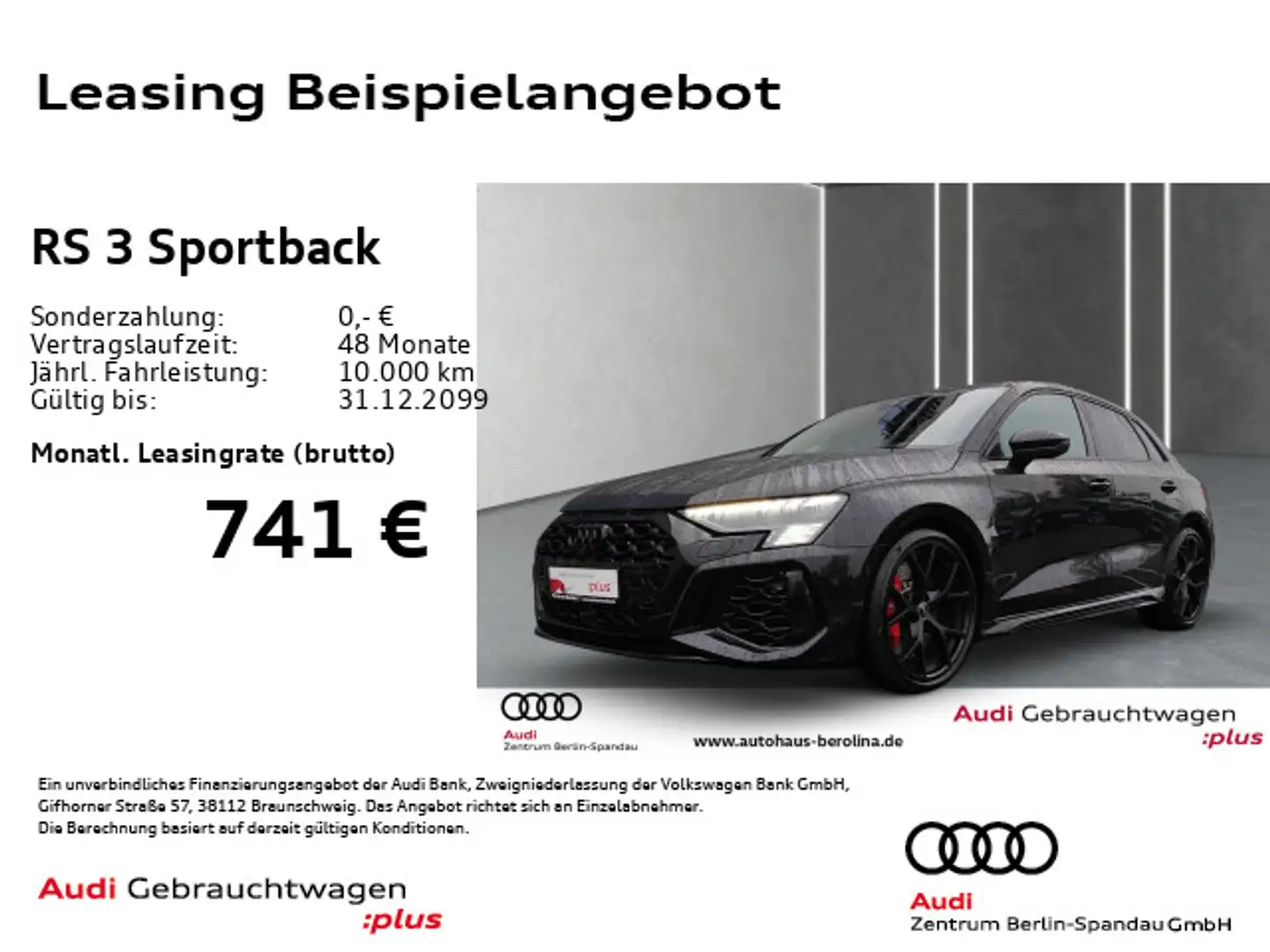 Audi RS3 RS3 Sportback *PANO*MATRIX*360°*B&O*RS-AGA*NAV+* Schwarz - 1