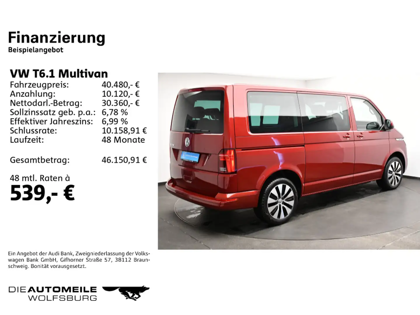 Volkswagen T6.1 Multivan 2.0 TDI DSG Comfortline Luft-Stand Rot - 2