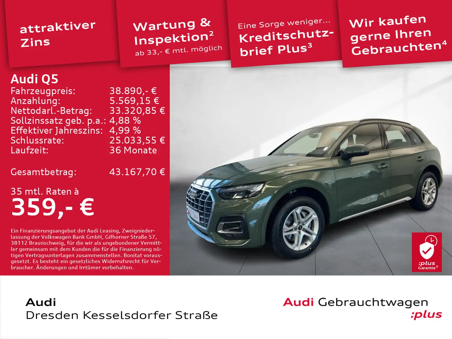 Audi Q5 40 TDI Q. AHZV LED Navi GRA DAB Grün - 1