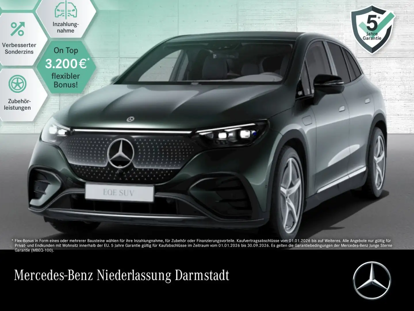 Mercedes-Benz EQE SUV EQE 350 4M AMG+NIGHT+PANO+360+AHK+BURMESTER+TV Grün - 1