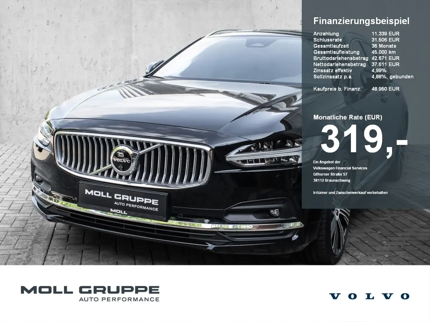Volvo V90 Kombi B4 (Diesel) Mild-Hybrid Ultimate Bright Schwarz - 1