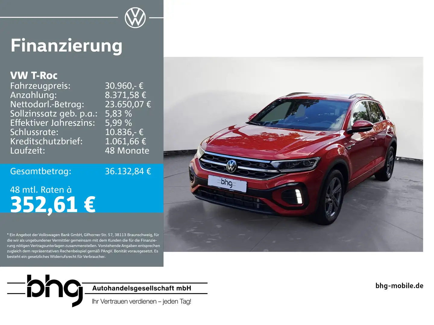 Volkswagen T-Roc 1.5 TSI *R-LINE* #AHK #BUSINESS-PAKET Rouge - 1