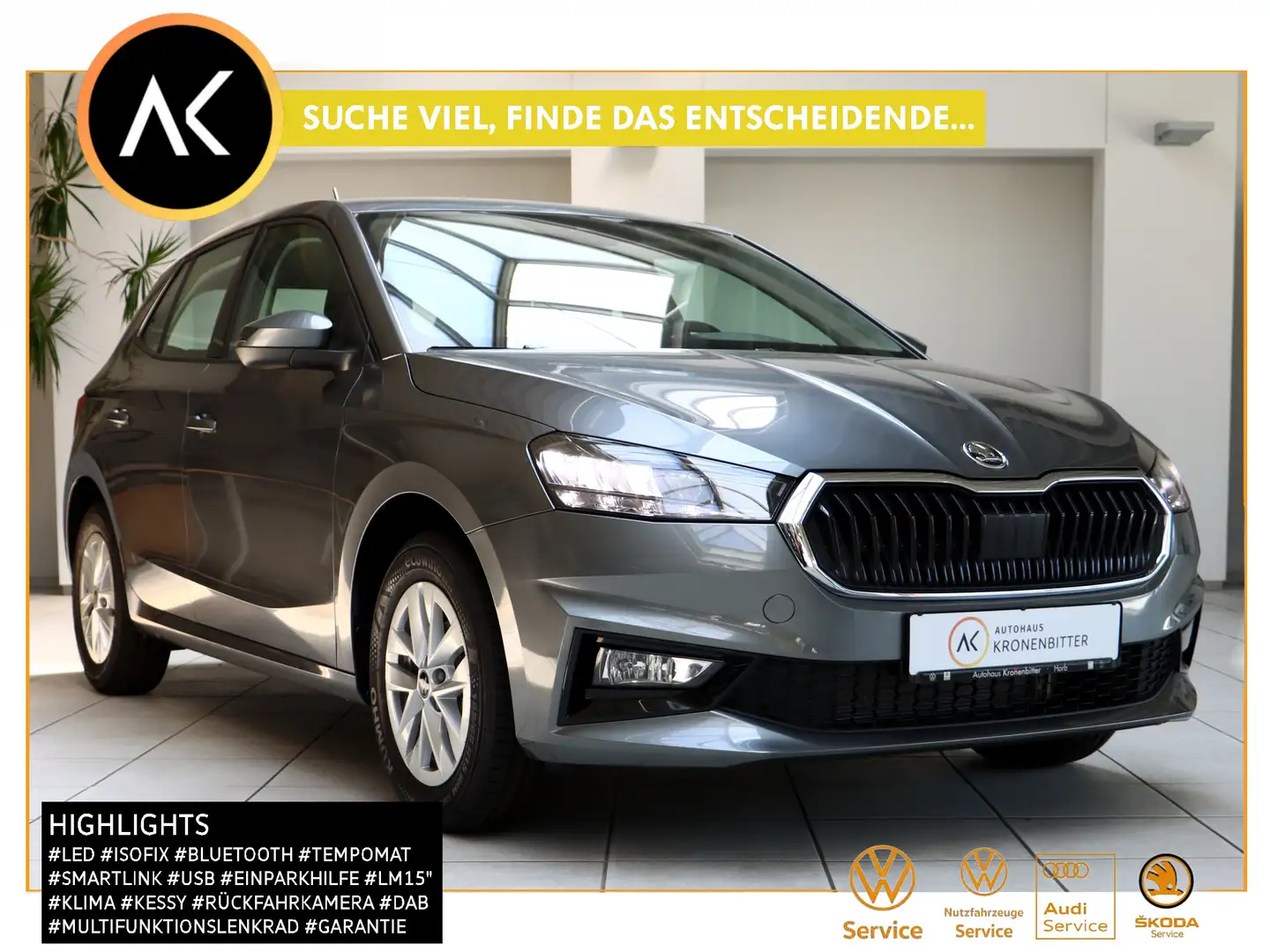 Skoda Fabia 1.0 TSI Selection 95PS-LED Kamera Tempomat Klimaau Gris - 1