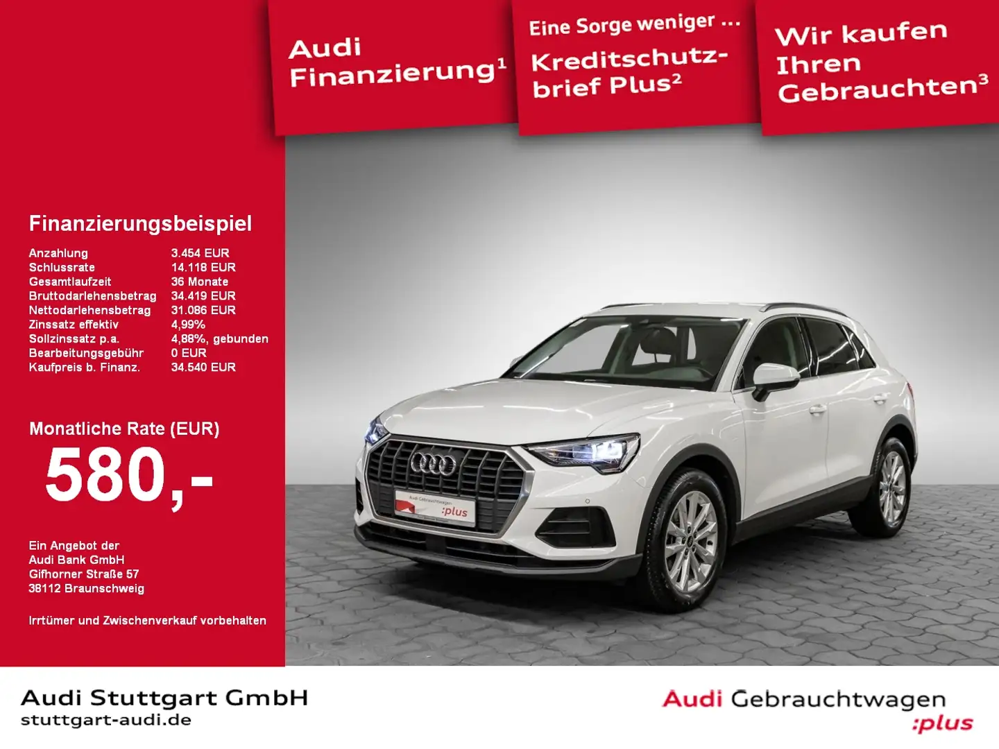 Audi Q3 35 TDI AHK LED virtCo Sitzheizung PDC+Kamera Weiß - 1