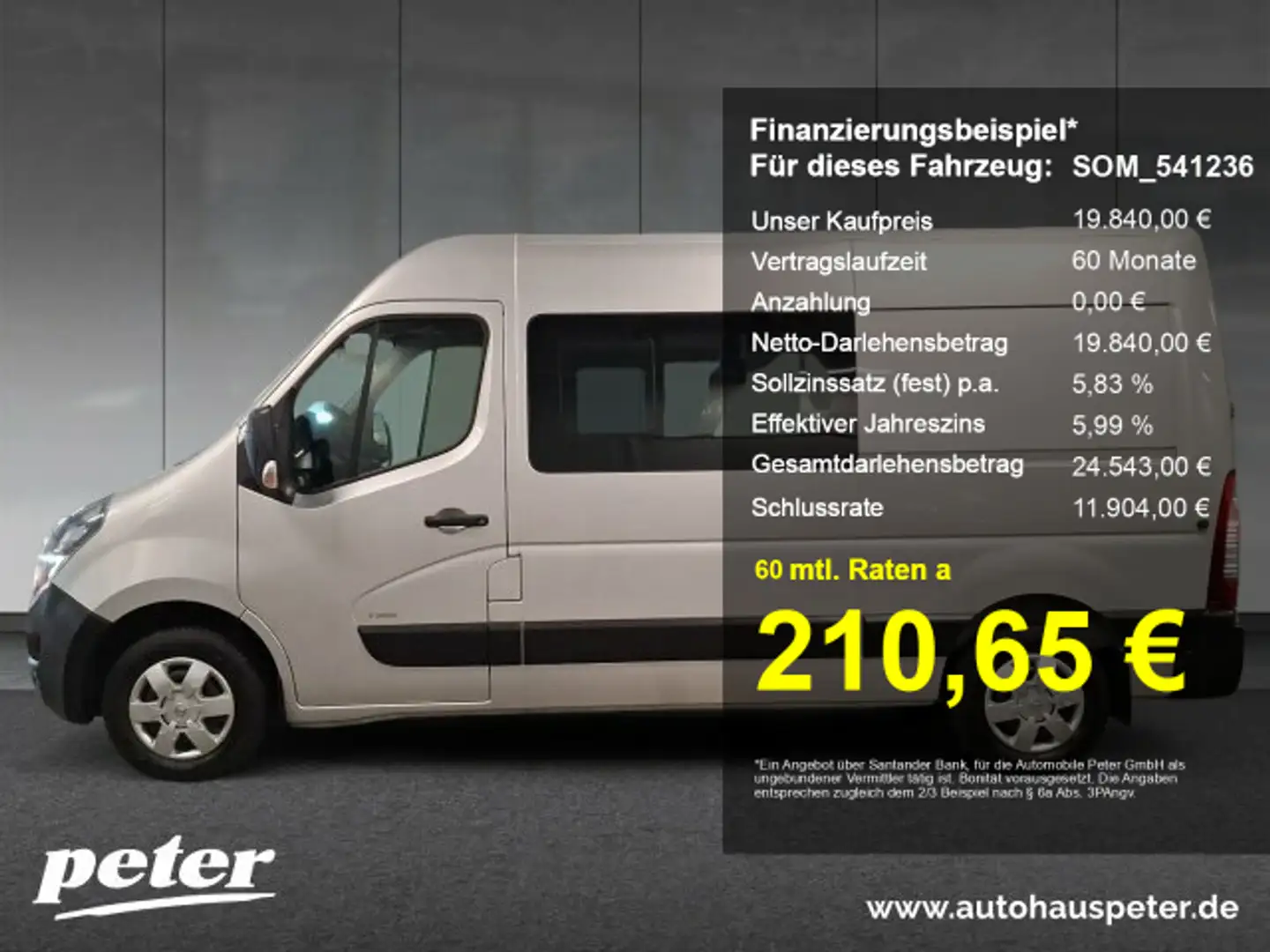 Opel Movano Movano B 2.3 CDTI Doka Kasten L2H2 7-Sitzer Klimaautomatik AHK Silber - 1