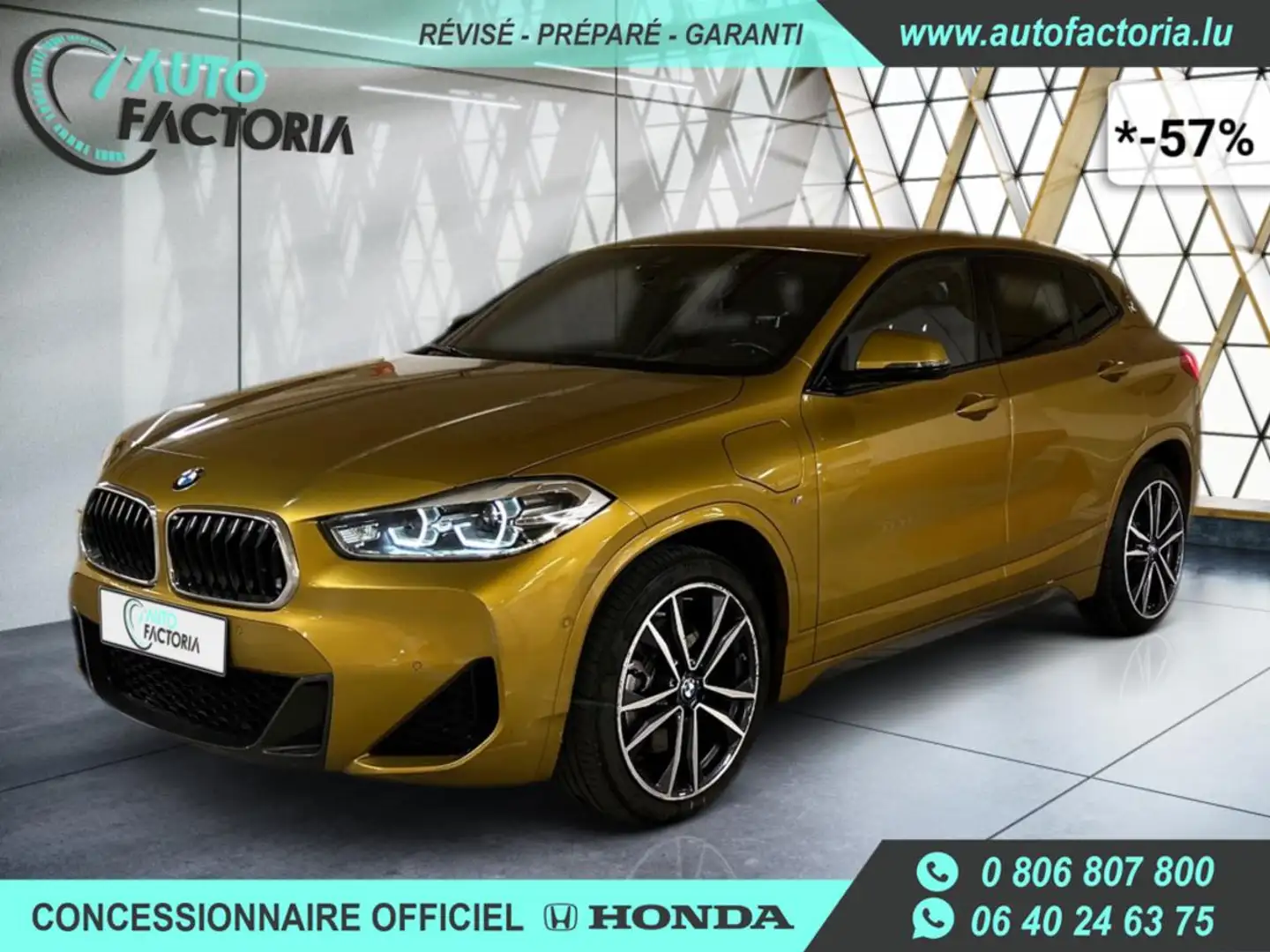 BMW X2 -57% 25E HYB 220cv BVA 4x4 M SPORT+GPS+CAM+Options Oro - 1