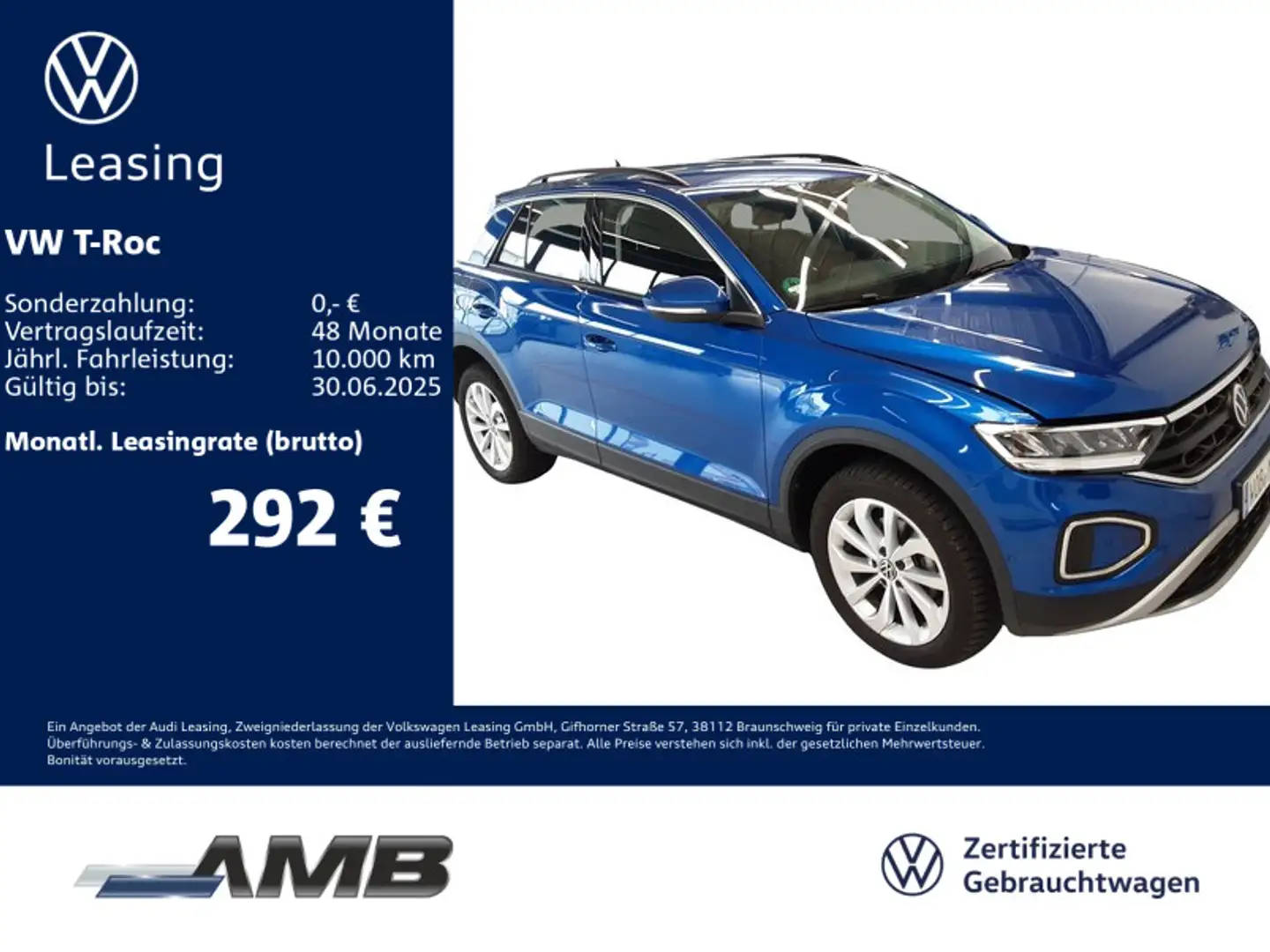 Volkswagen T-Roc Life 1.5 TSI DSG/AHK/IQ.Driv/Standh/04.29G Blau - 1