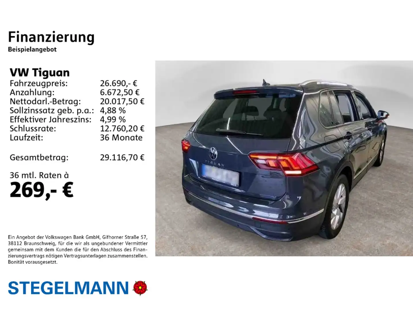 Volkswagen Tiguan 2.0 TDI Active *LED*AHK*Navi*Kamera* Grau - 2