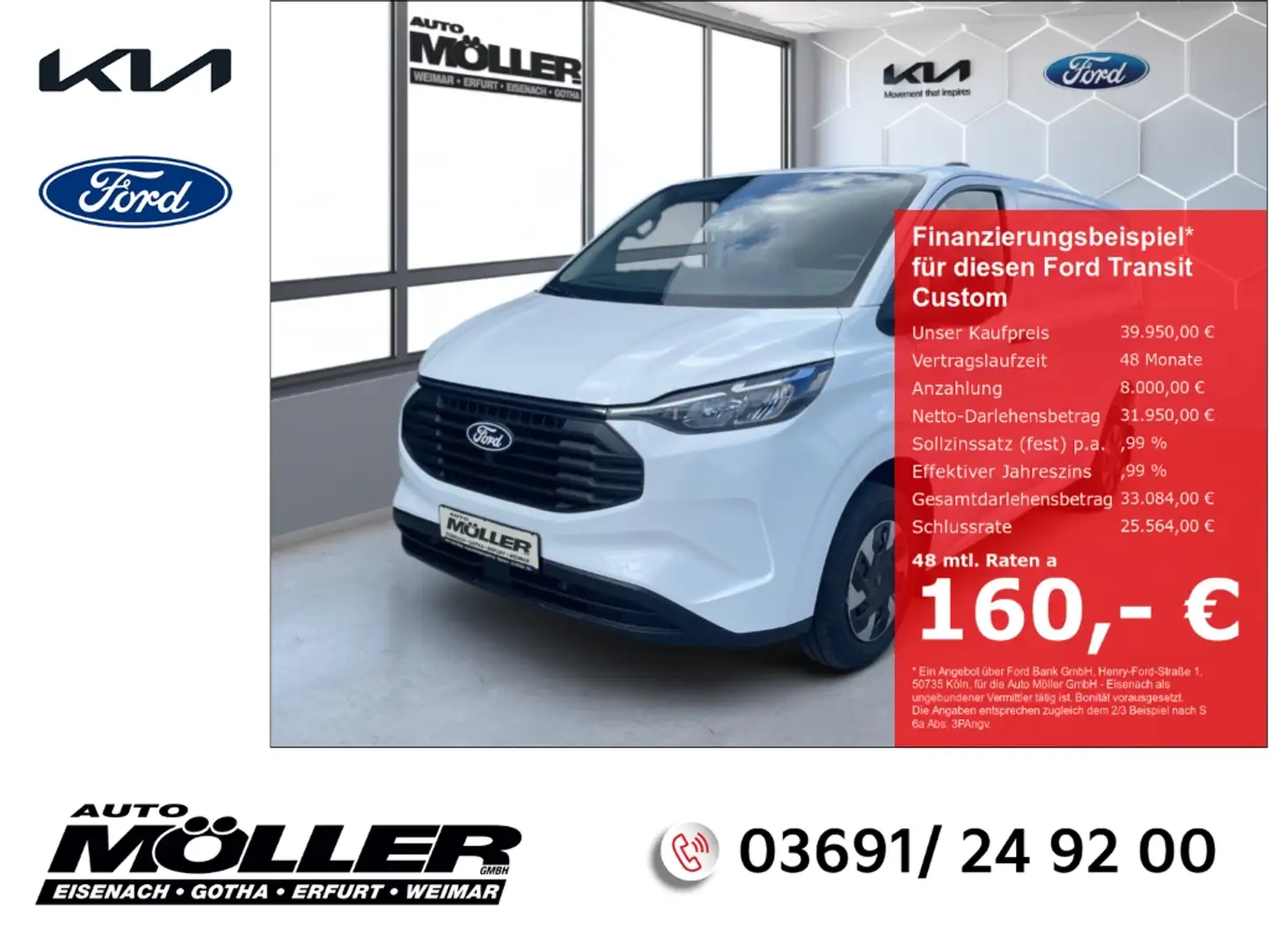 Ford Transit Custom 2.5 PHEV Trend Navi Rückfahrkam. Klimaautom Weiß - 1