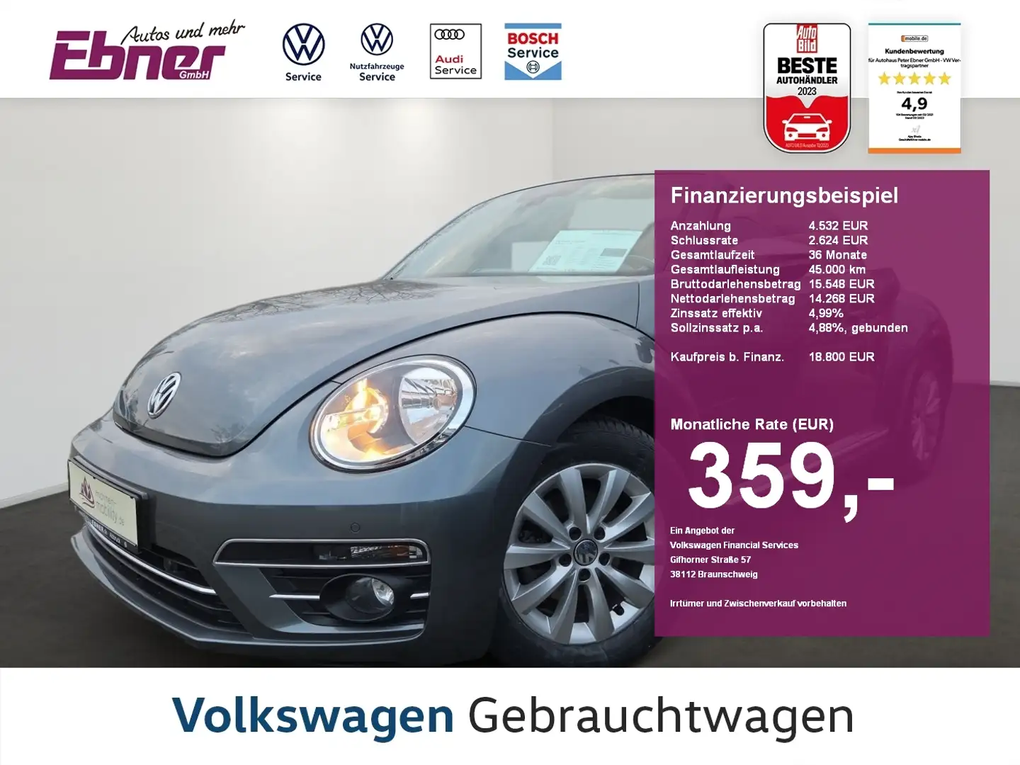 Volkswagen Beetle Cabriolet DESIGN 1.2TSI NAVI+2xPDC+SITZHZG+AC-AUTO Gris - 1