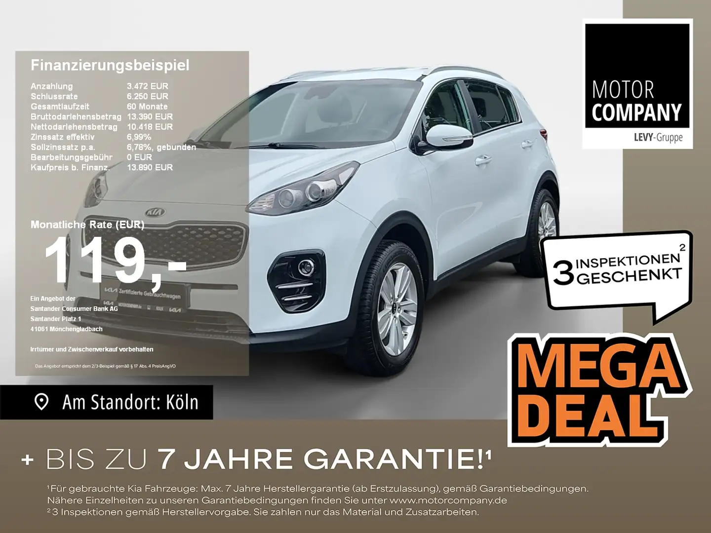 Kia Sportage 1.6 GDI Vision 2WD +Kamera+Klima Weiß - 1