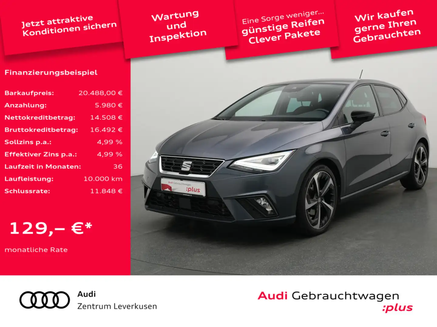 SEAT Ibiza FR DSG AHK NAVI VIRT KAM SHZ CARPLAY LE Grau - 1