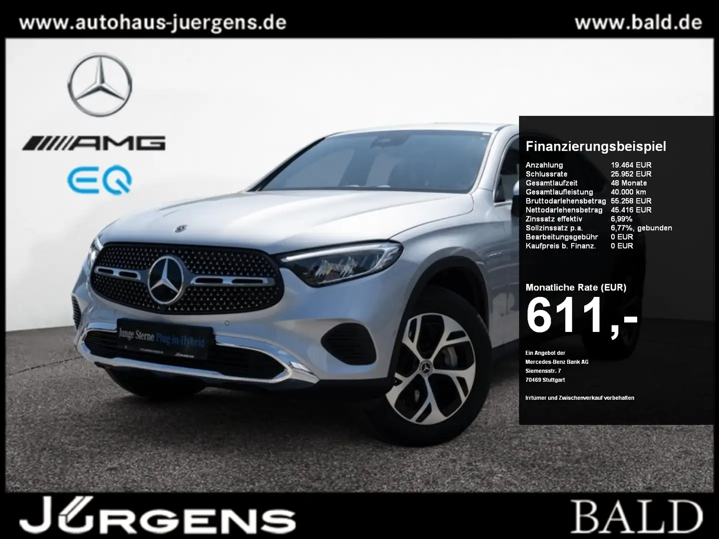 Mercedes-Benz GLC 300 d e 4M Coupé Avantgarde/LED/360/Memo/18" Silber - 1
