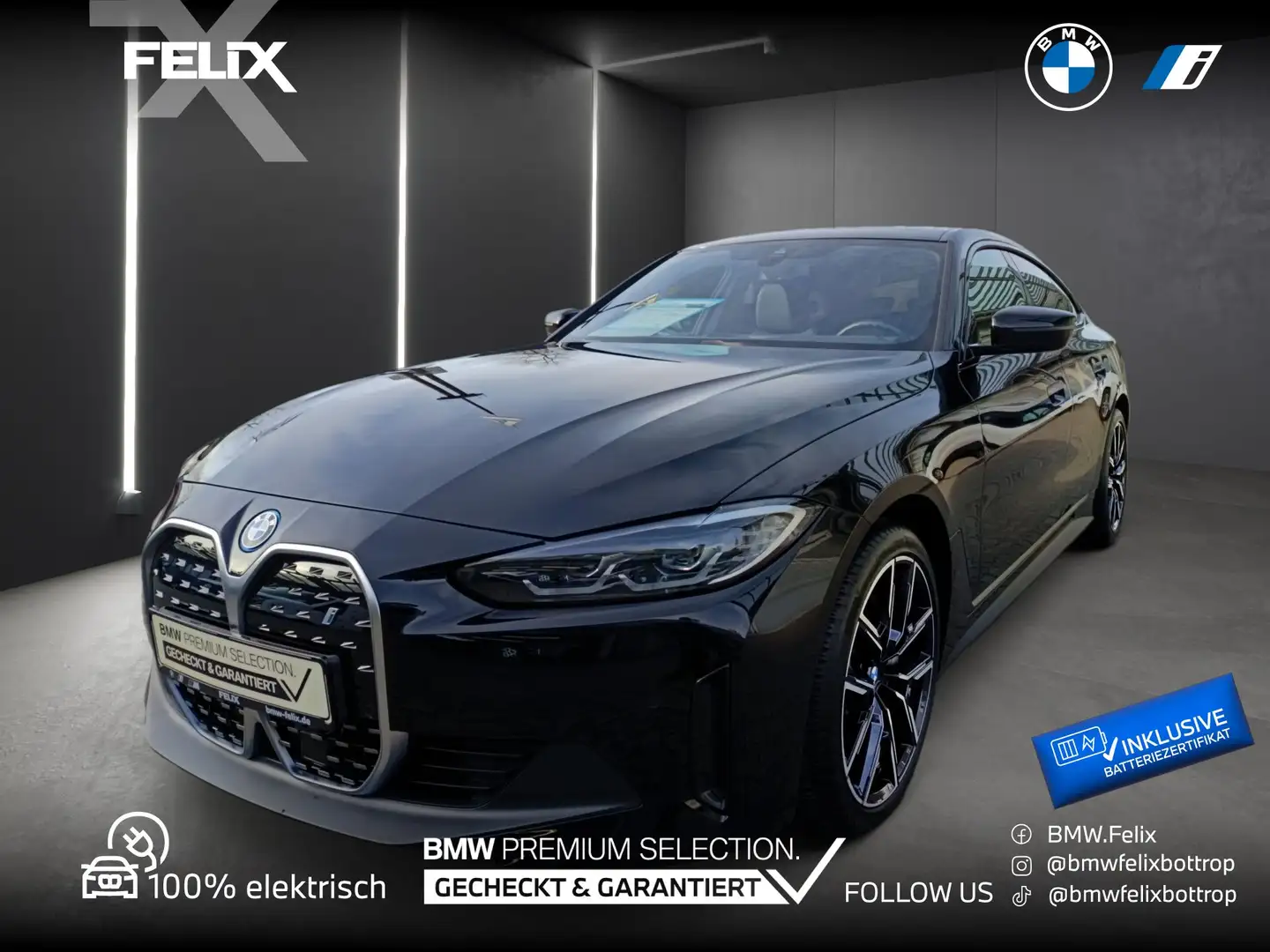 BMW i4 eDrive35 Gran Coupé+ERST 11.000KM+1.HAND+LIVE COCK Schwarz - 1