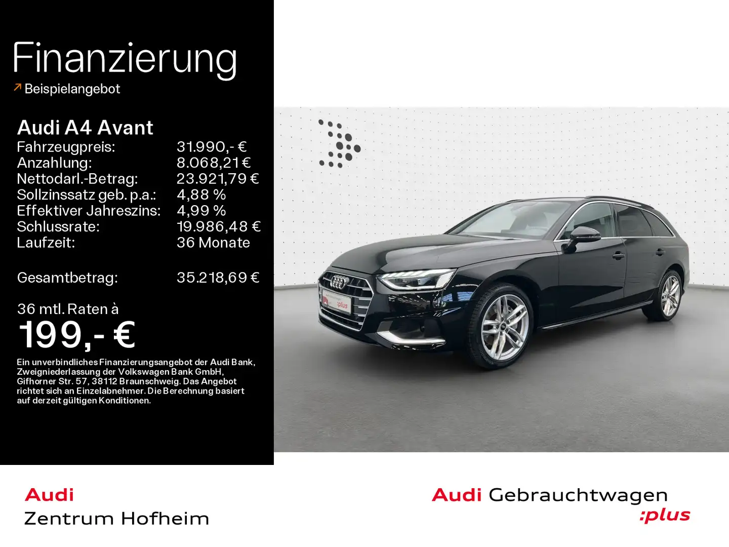 Audi A4 40 TDI Advanced S tro*LED*Virtual*Navi+ Schwarz - 1