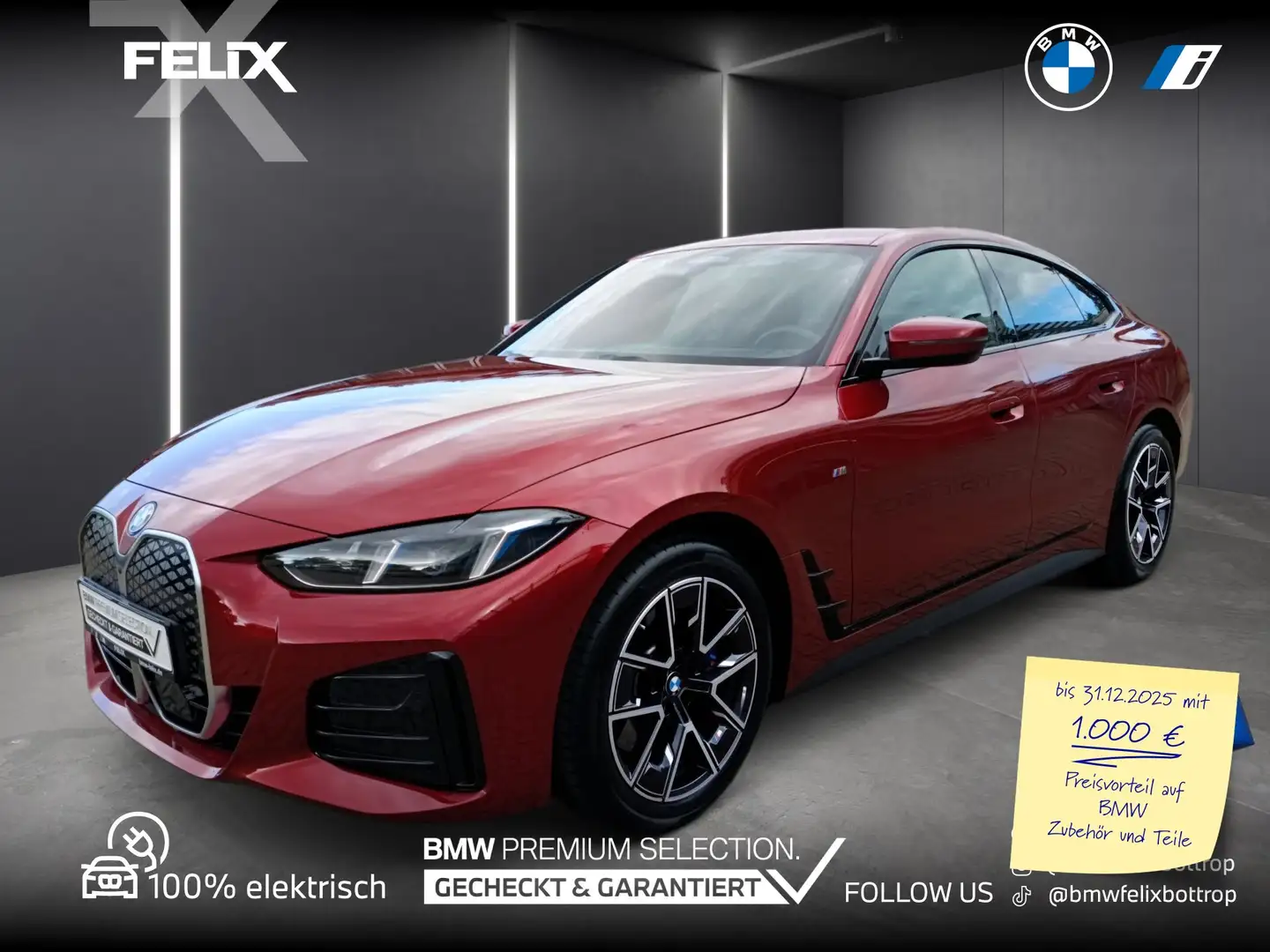 BMW i4 eDrive40 M SPORTPAKET+FACELIFT/LCI+LIVE COCKPIT PR Rood - 1