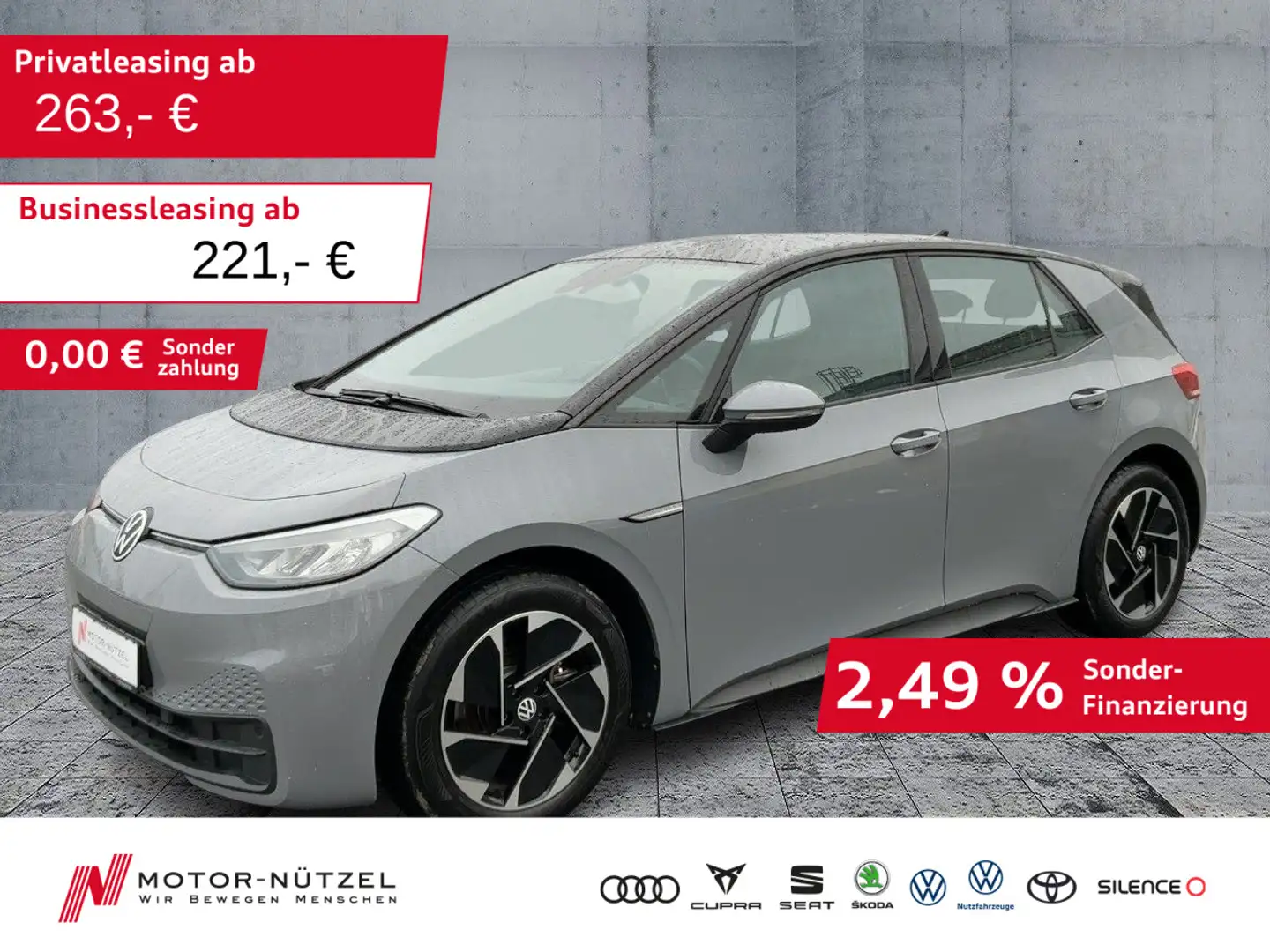 Volkswagen ID.3 110kW City PERFORMANCE LED+NAVI+ACC+SHZ+ALU Grau - 1