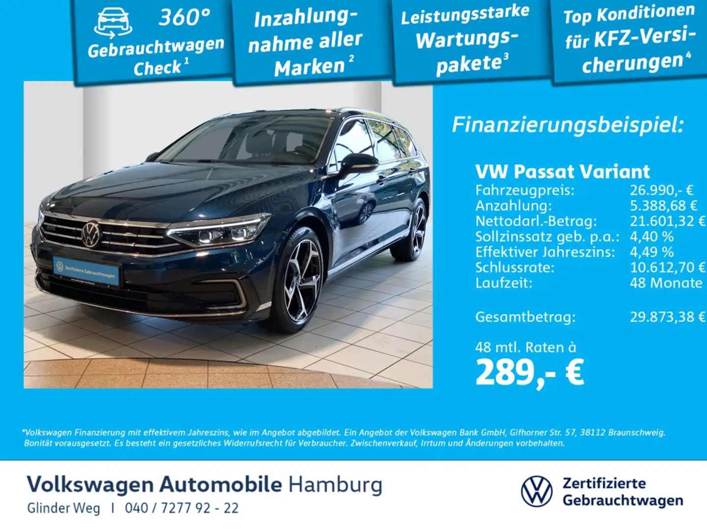 Volkswagen Passat Variant 1.4 TSI Hybrid GTE DSG AHK 360°Ka Blau - 1